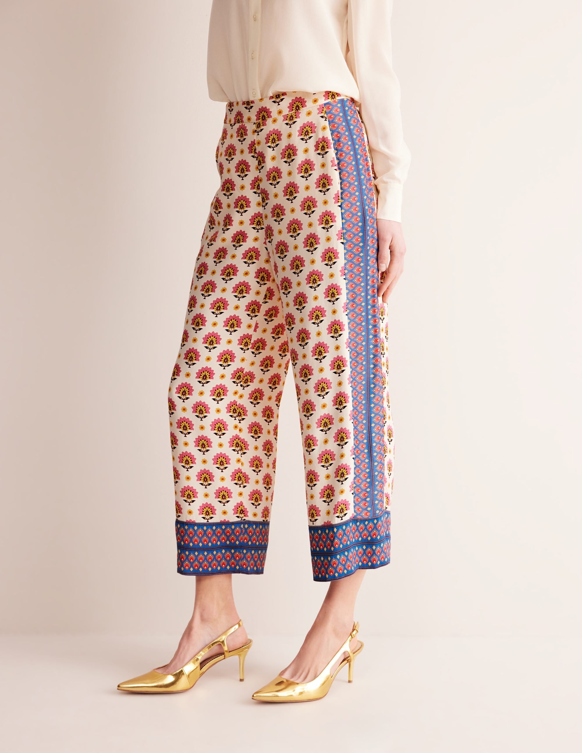 Straight Crop Satin Trousers-Passion Geo - Image 4