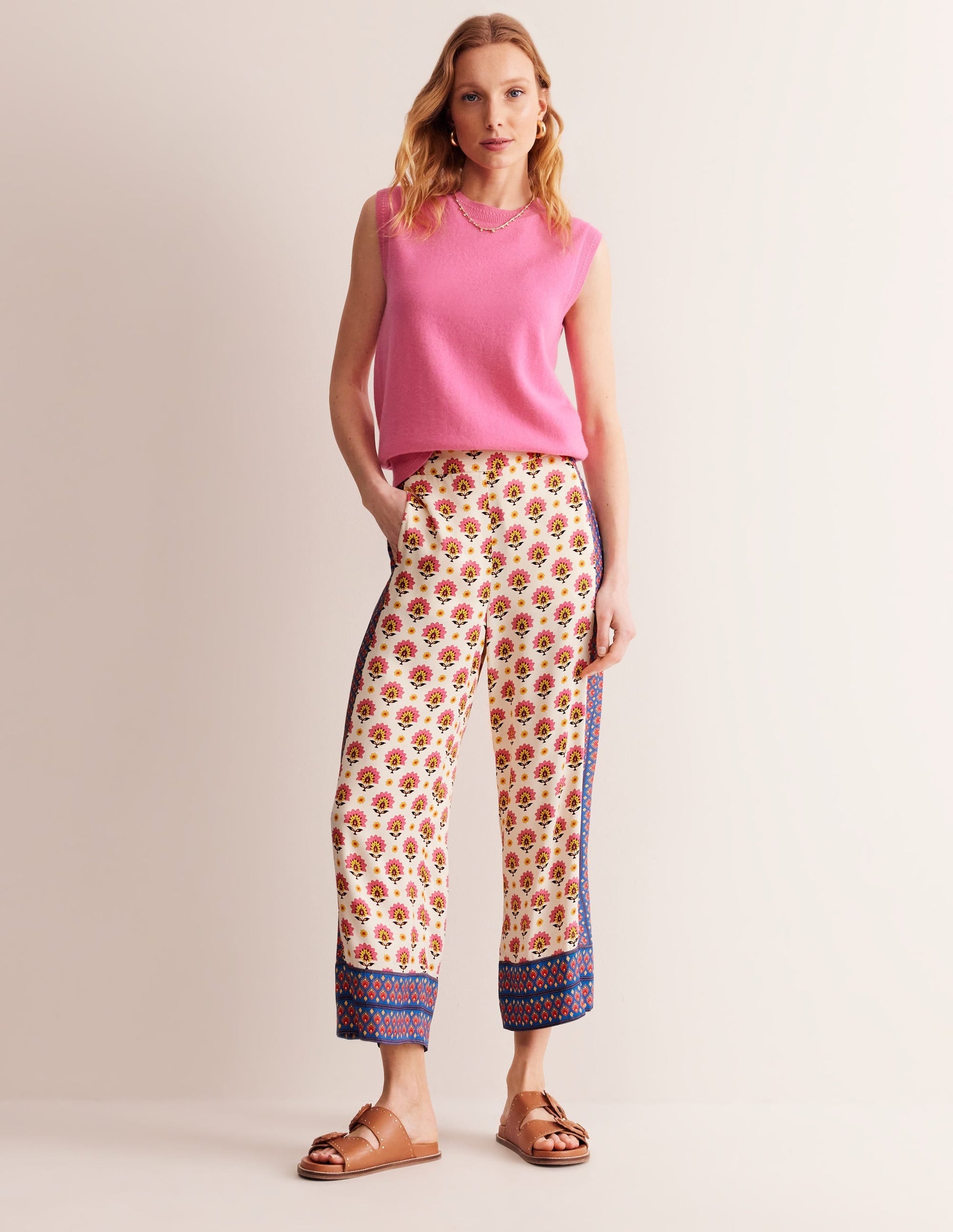 Straight Crop Satin Trousers-Passion Geo-5