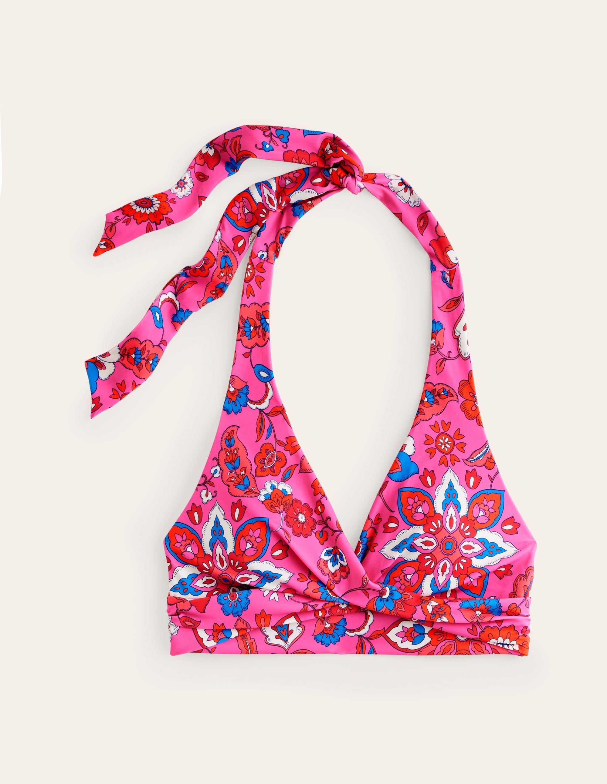 Levanzo Halter Bikini Top-Pink, Botanical Wave - Image 6