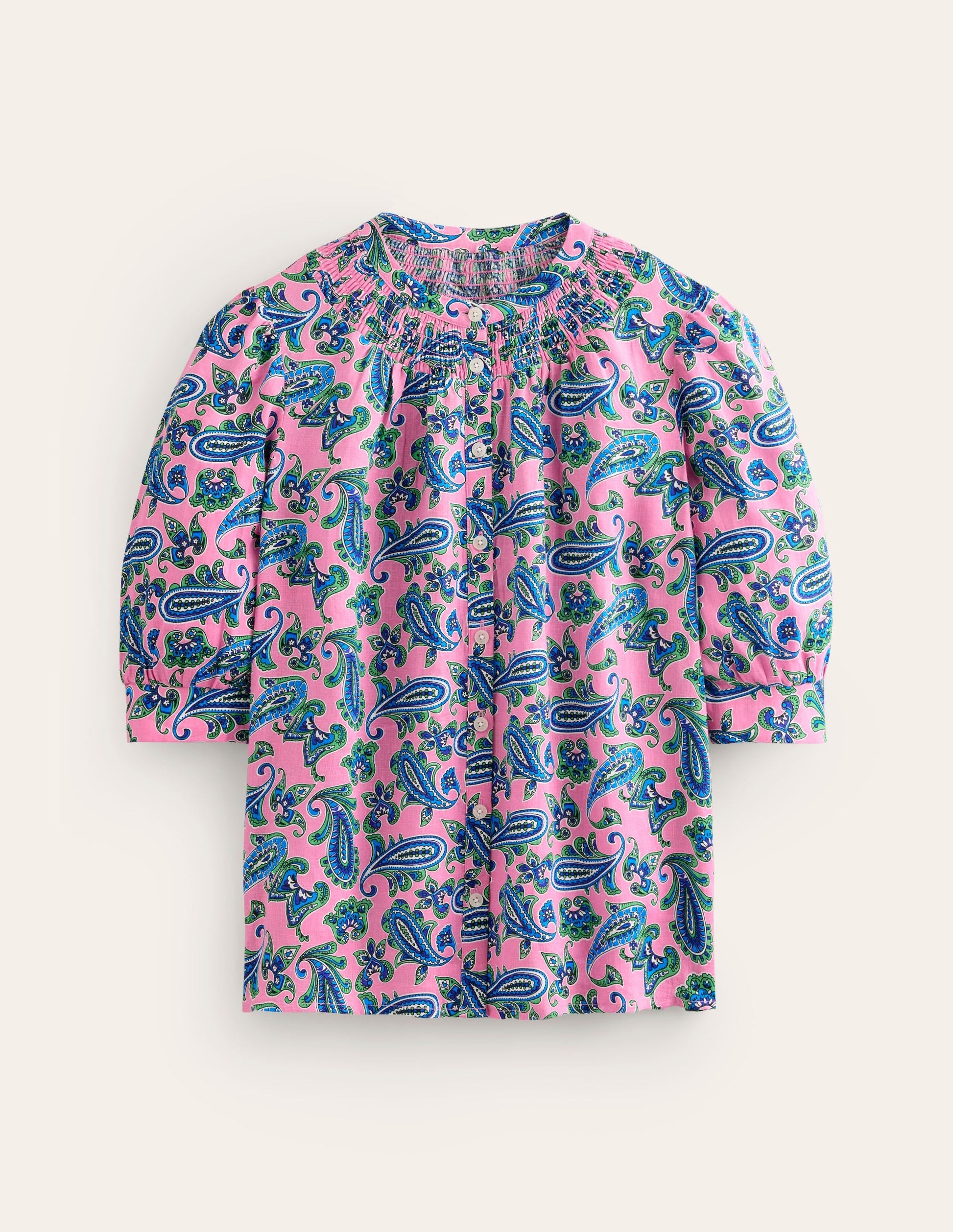 Ada Linen Top-Rose Damask, Paisley Wave-5