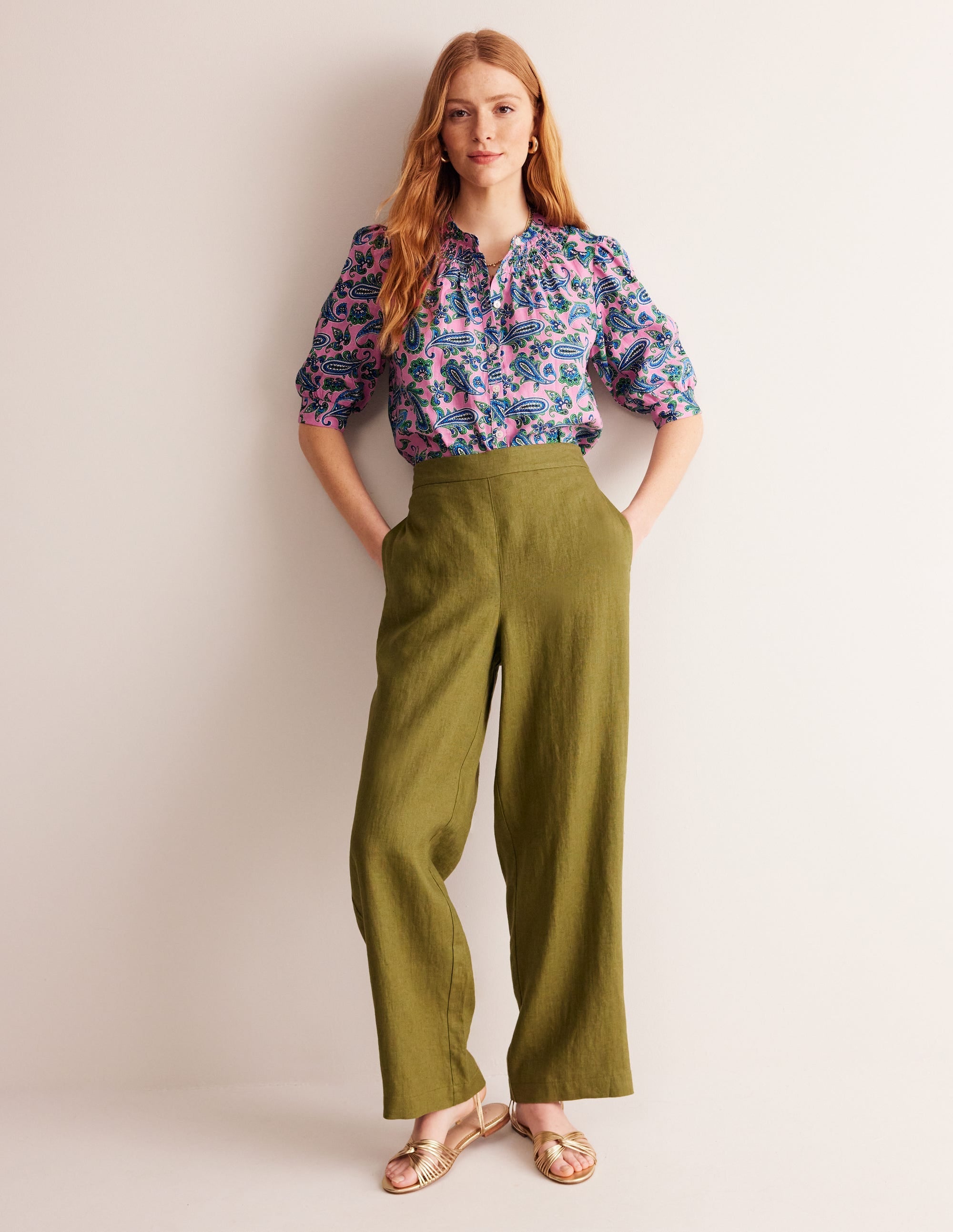 Ada Linen Top-Rose Damask, Paisley Wave - Image 4