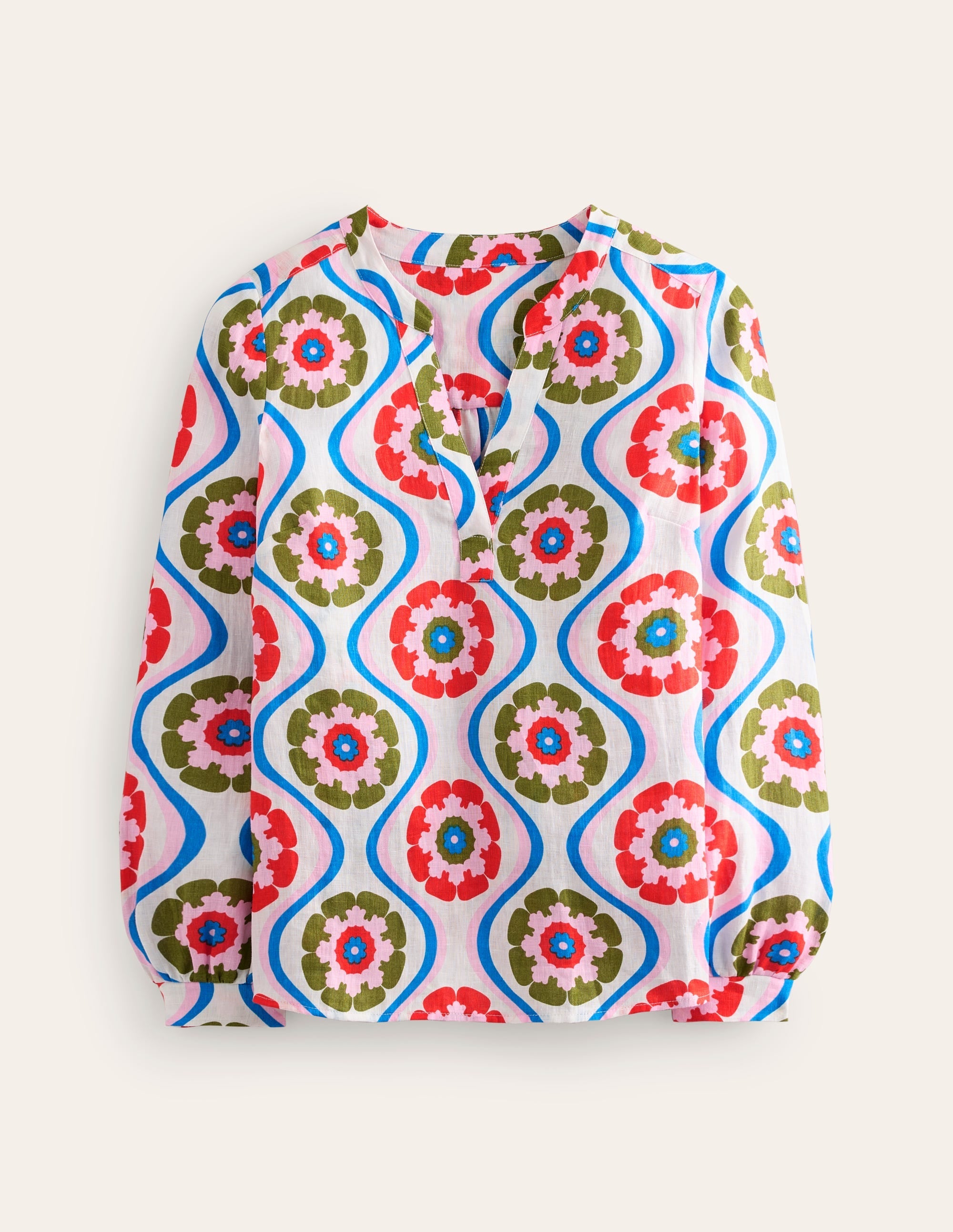 Alice Linen Top-Multi, Geo Floret - Image 6