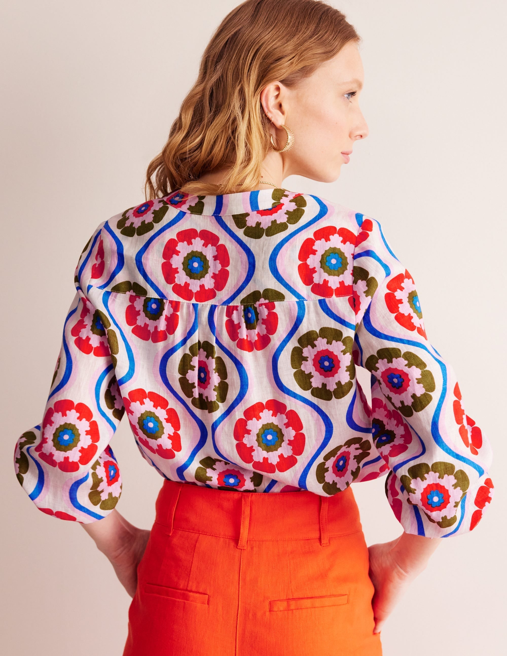 Alice Linen Top-Multi, Geo Floret - Image 3