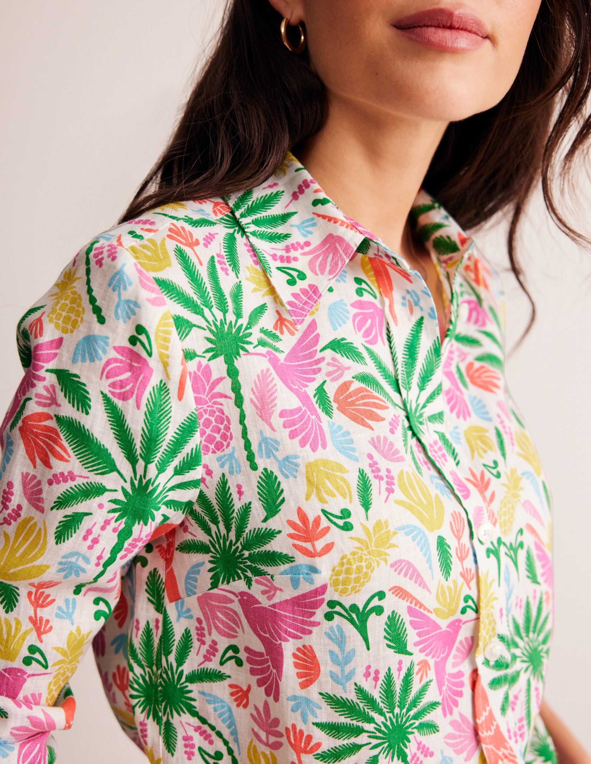Sienna Linen Shirt-Multi, Tropical Paradise-2