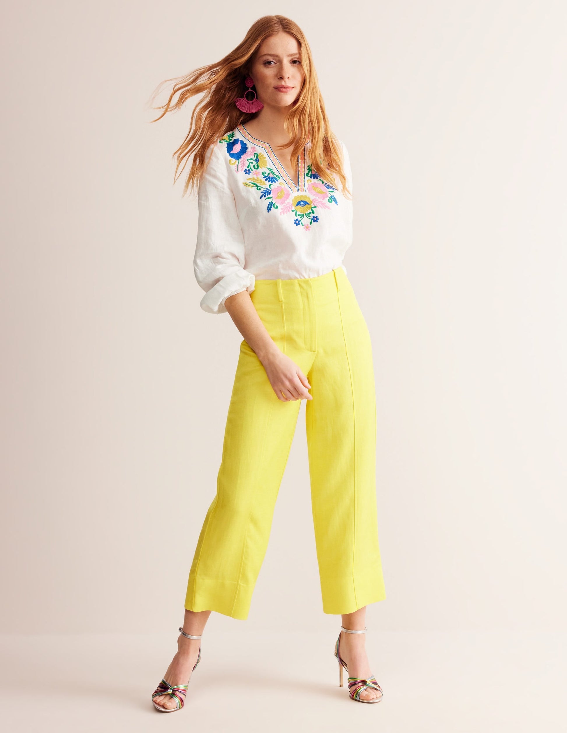Bonnie Linen Top-White, Floral-6