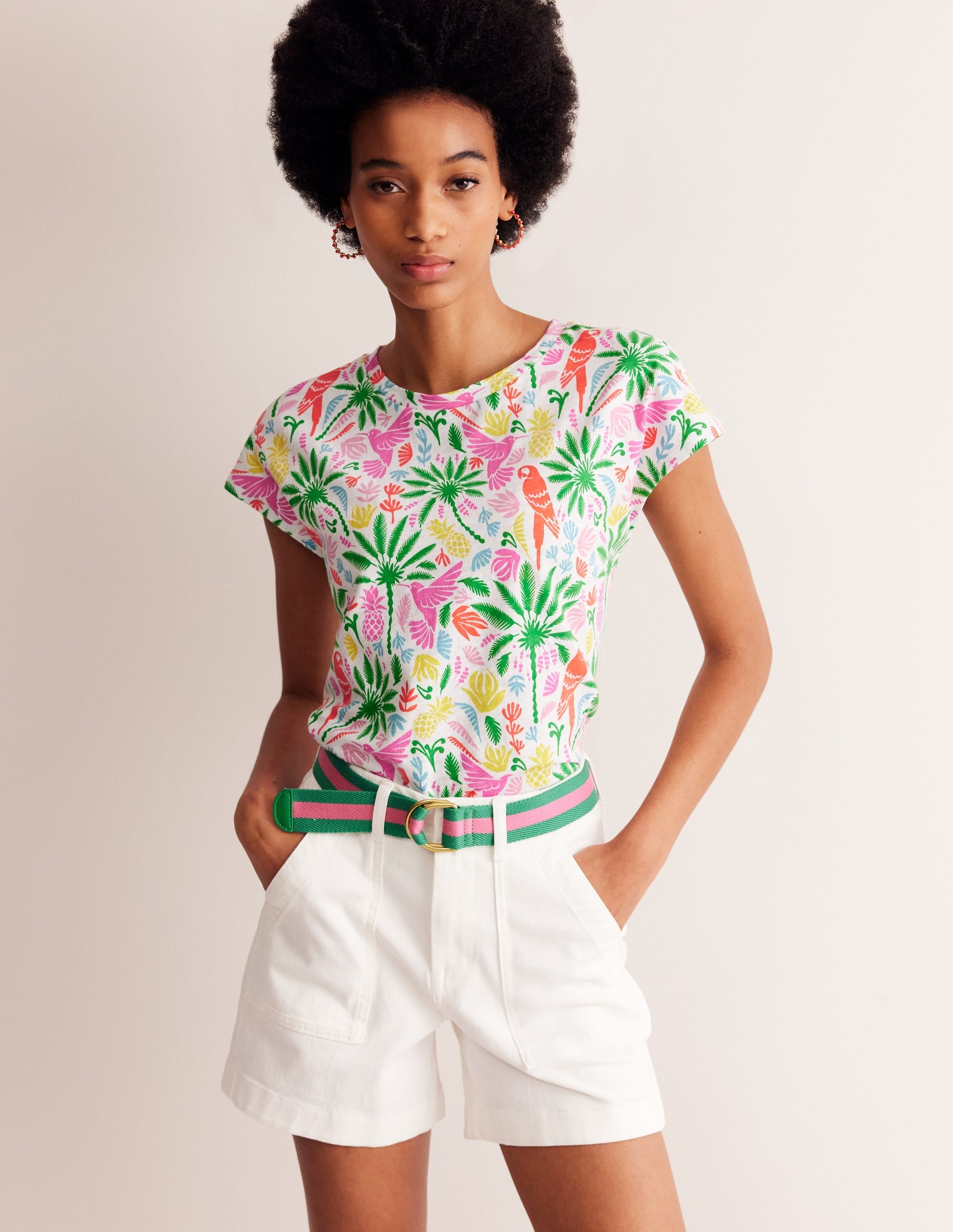 Louisa Printed Slub T-Shirt-Multi, Tropical Paradise - Image 1