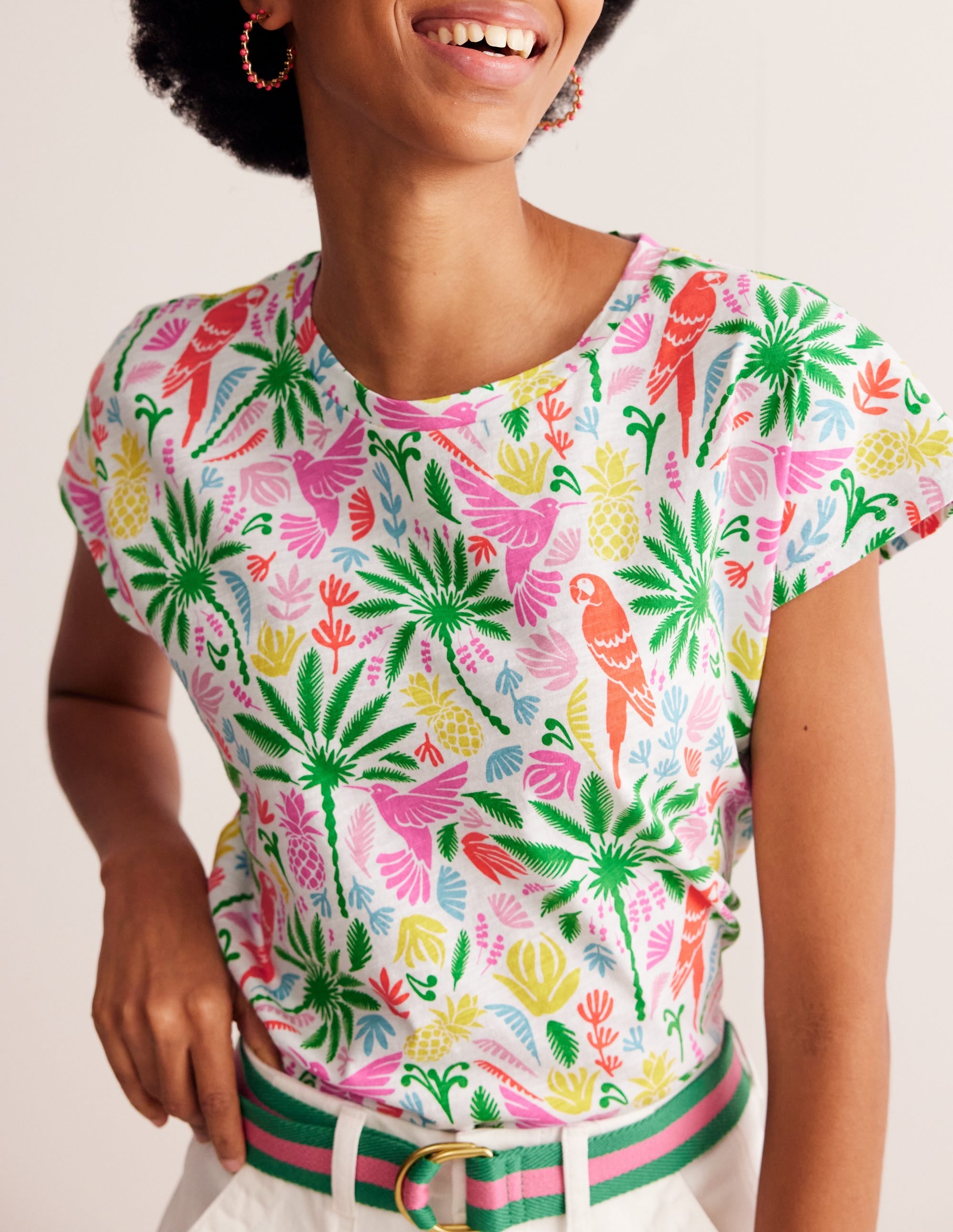 Louisa Printed Slub T-Shirt-Multi, Tropical Paradise - Image 2
