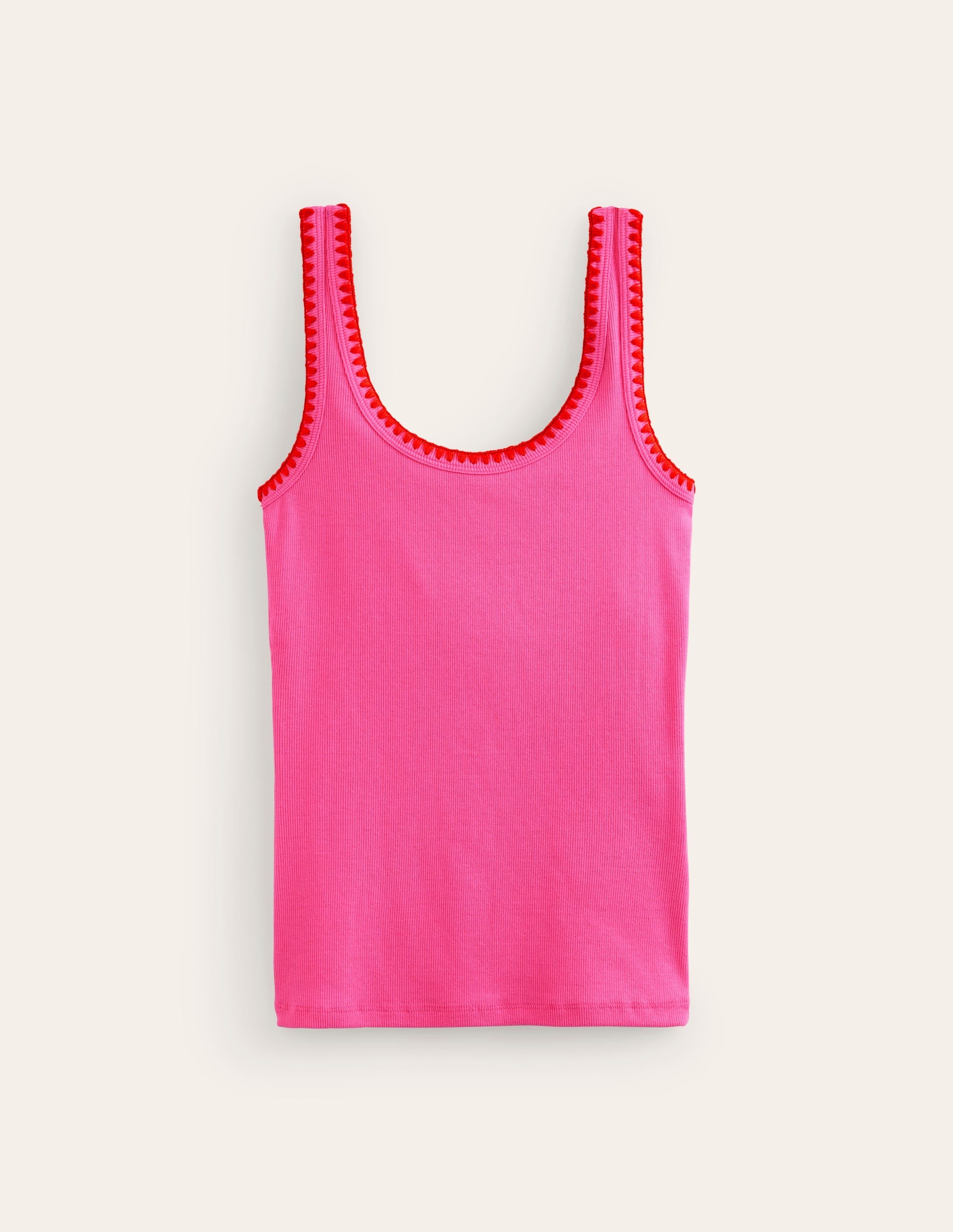 Crochet Trim Scoop Neck Vest-Pink - Image 6