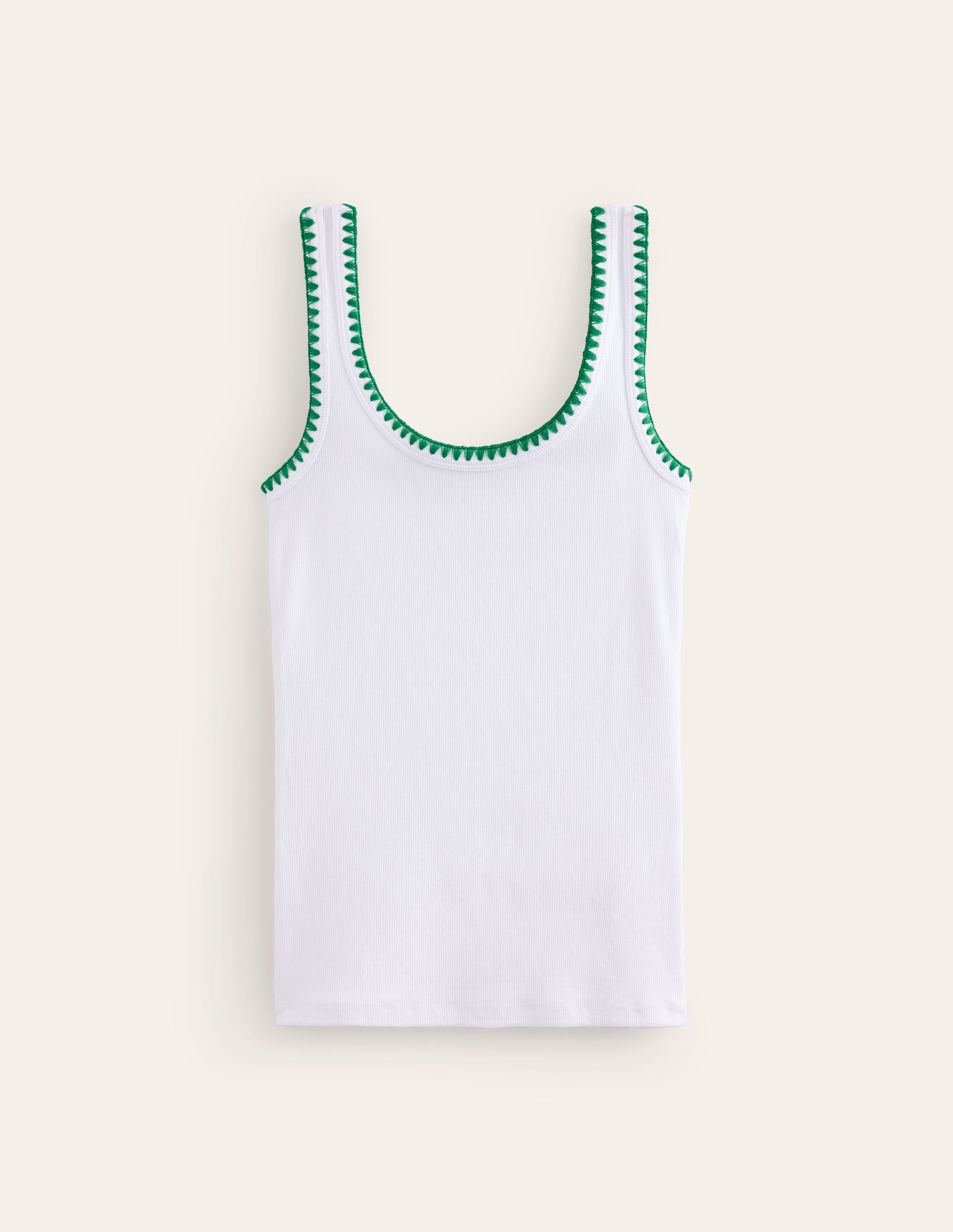 Crochet Trim Scoop Neck Vest-White - Image 6