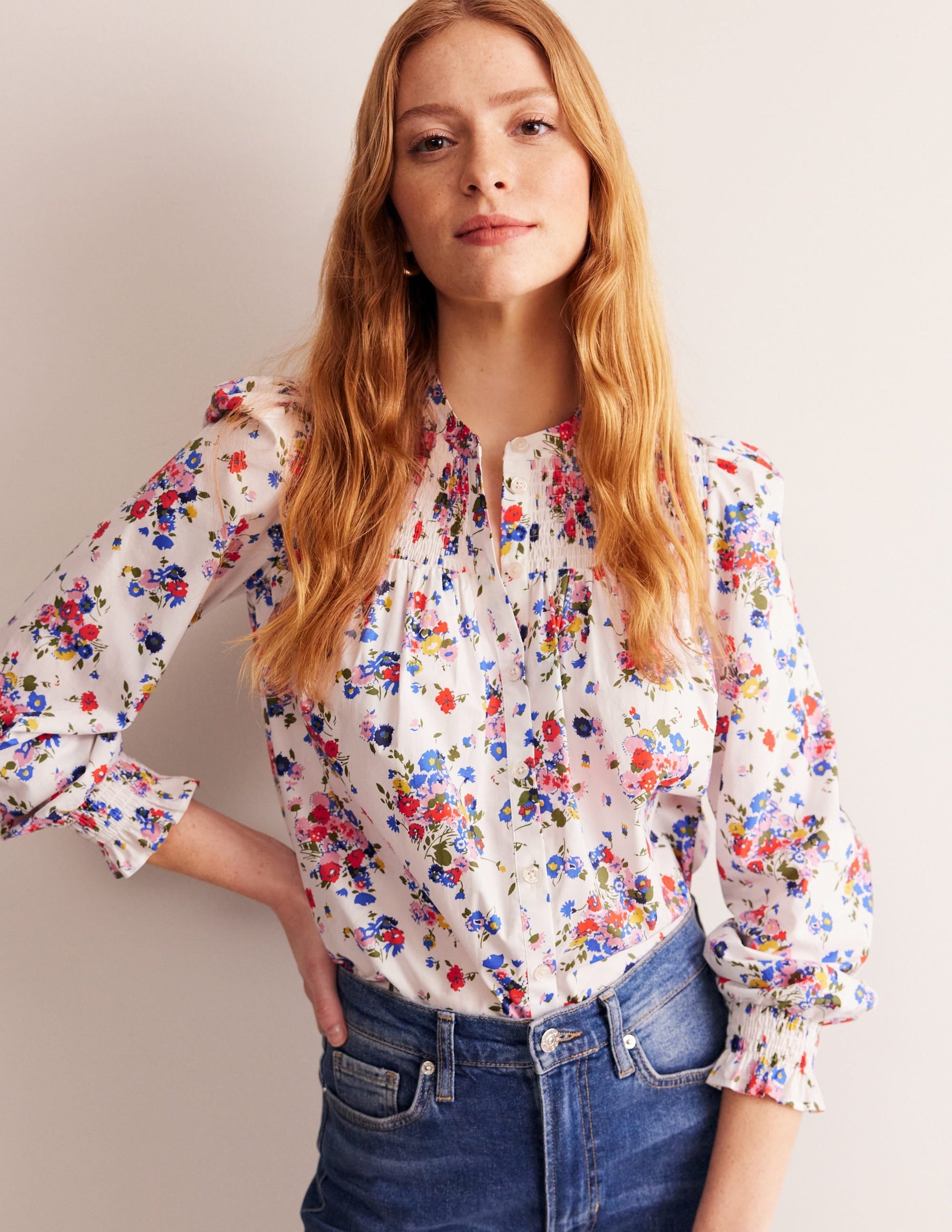 Helena Cotton Blouse-Ivory, Wild Cluster-1