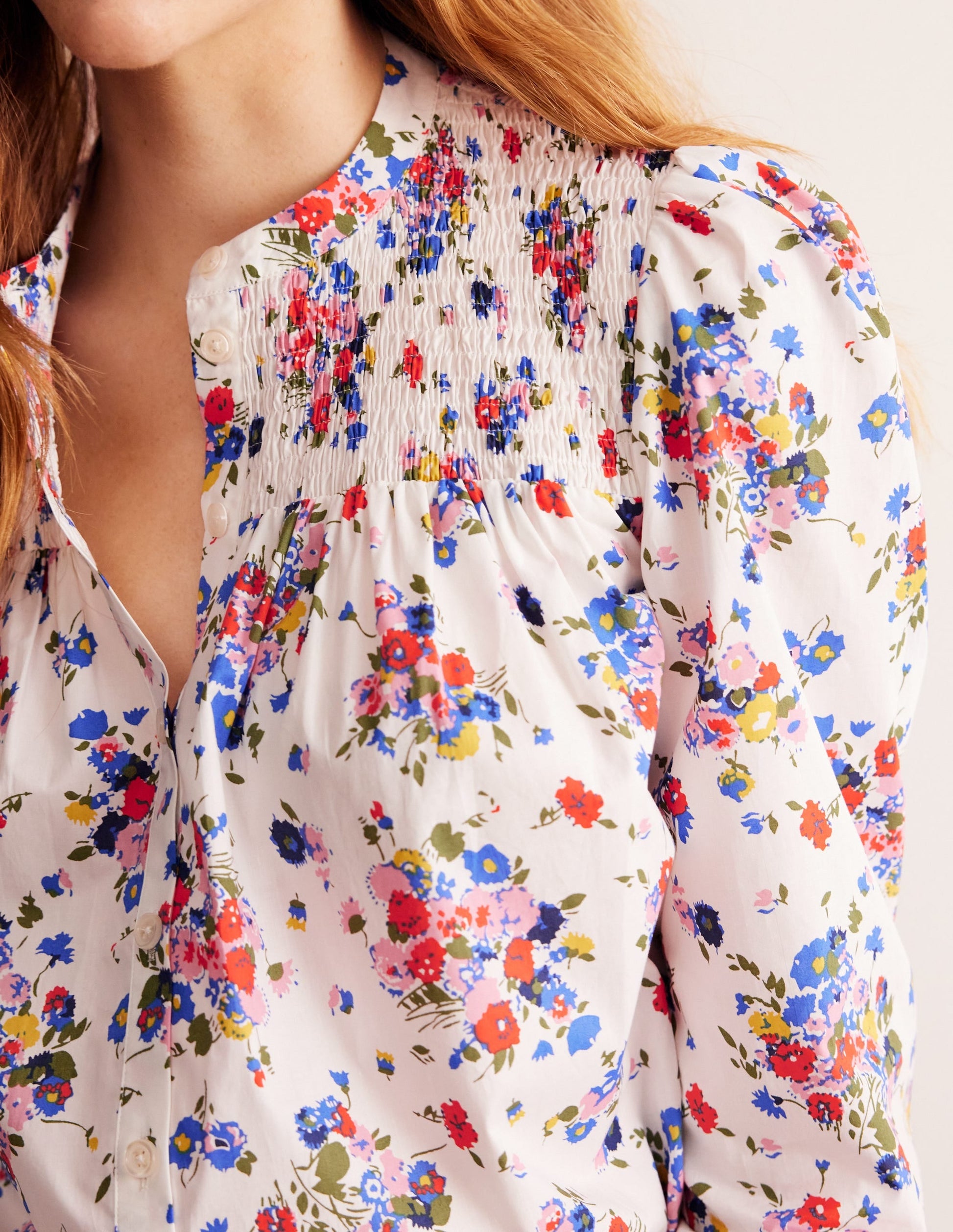 Helena Cotton Blouse-Ivory, Wild Cluster-2