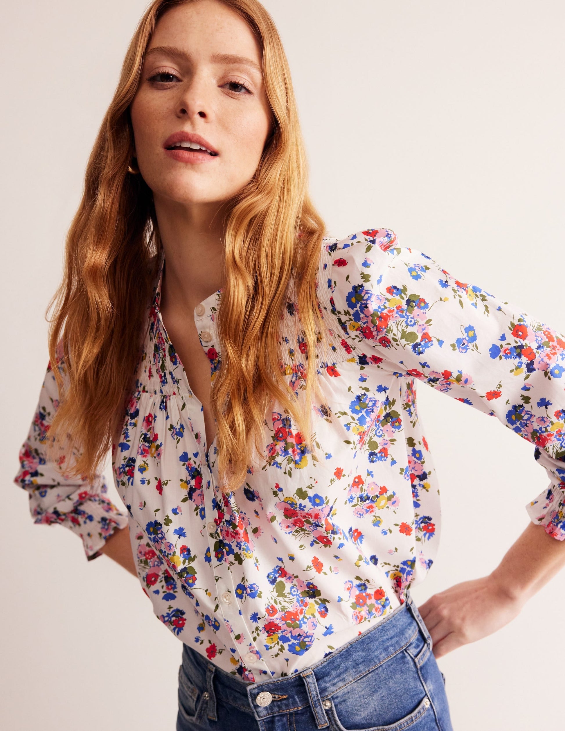 Helena Cotton Blouse-Ivory, Wild Cluster-4