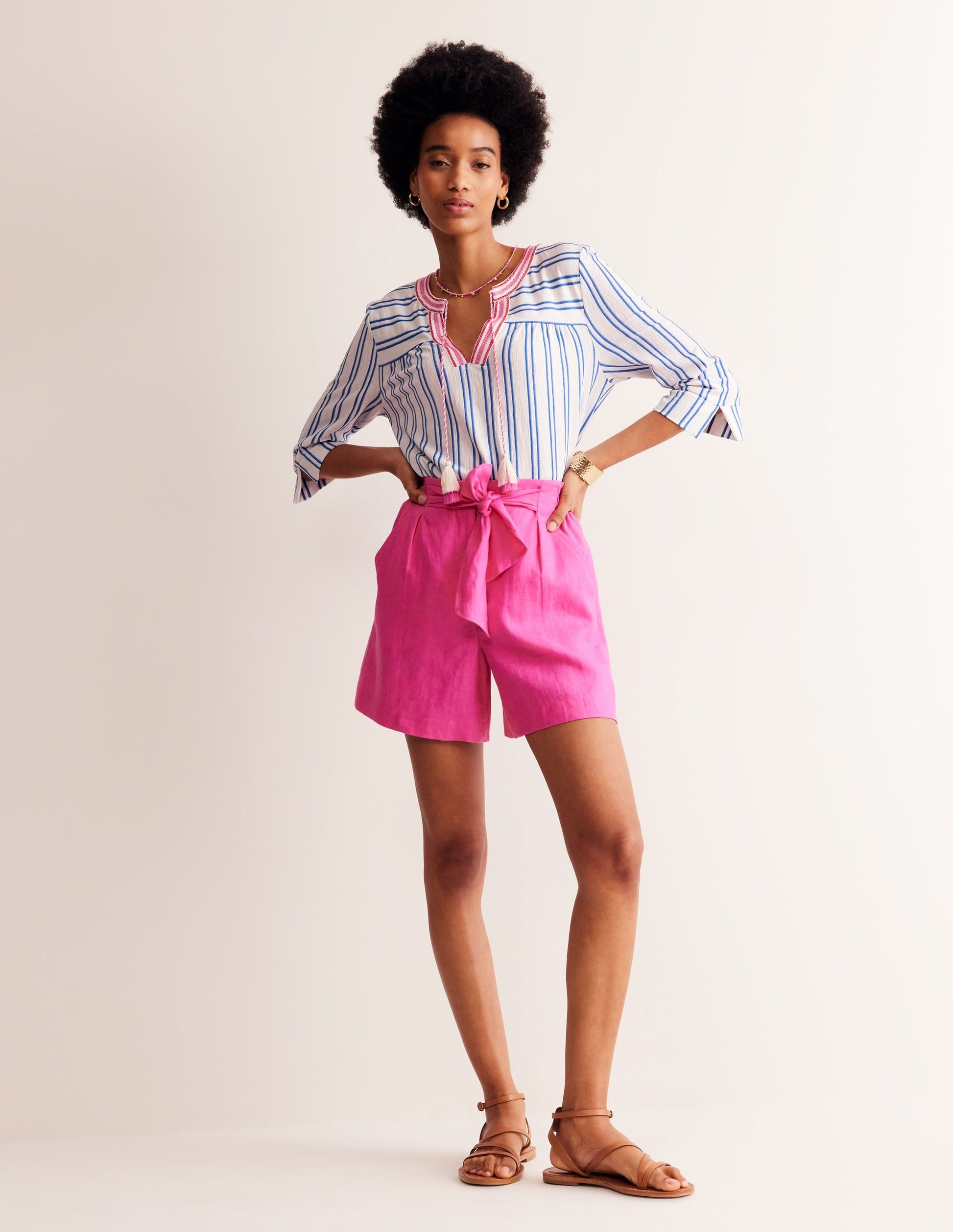 Blouson Sleeve Top-Mariner Blue Stripe-4