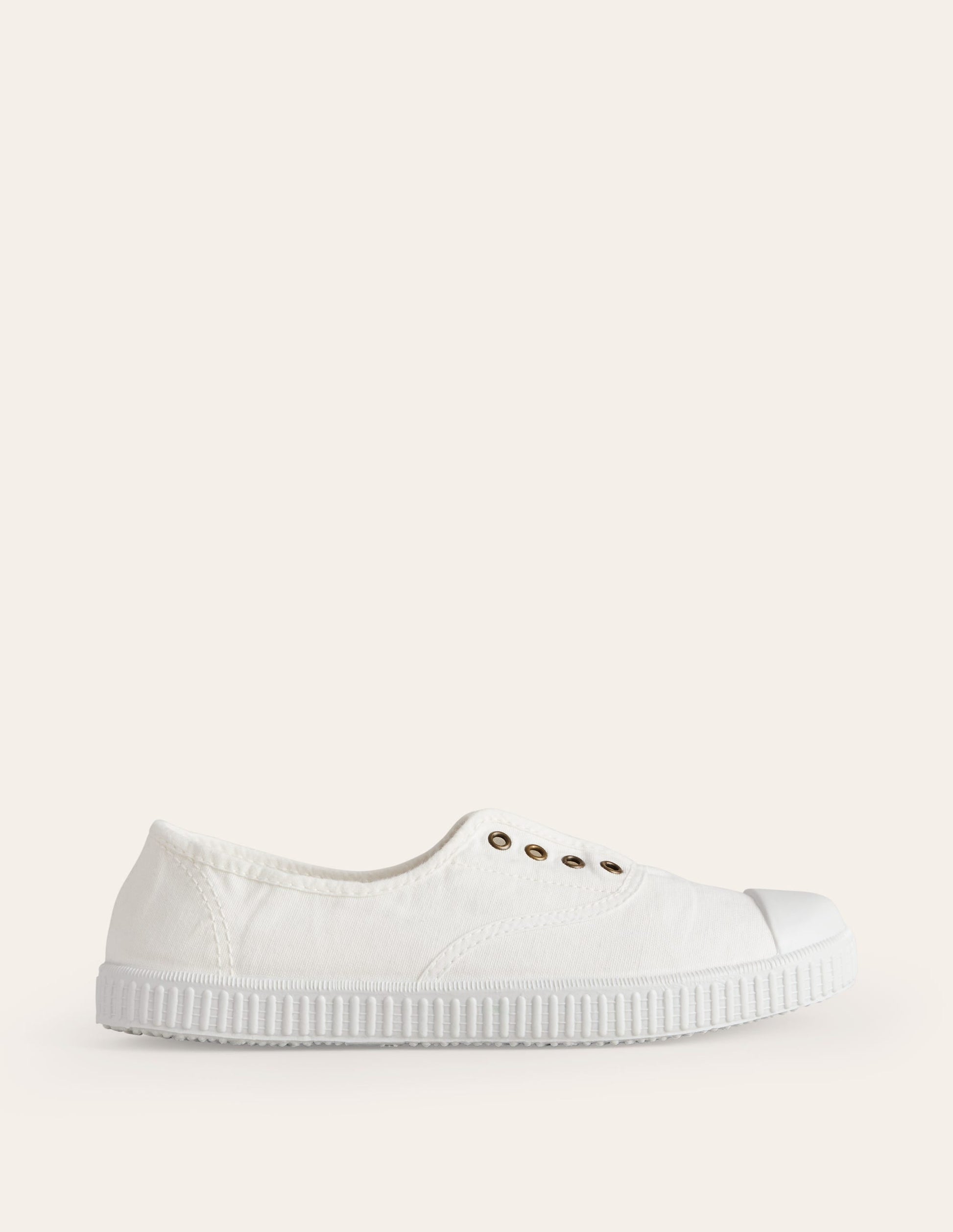 Laceless Canvas Plimsolls-Ivory-1