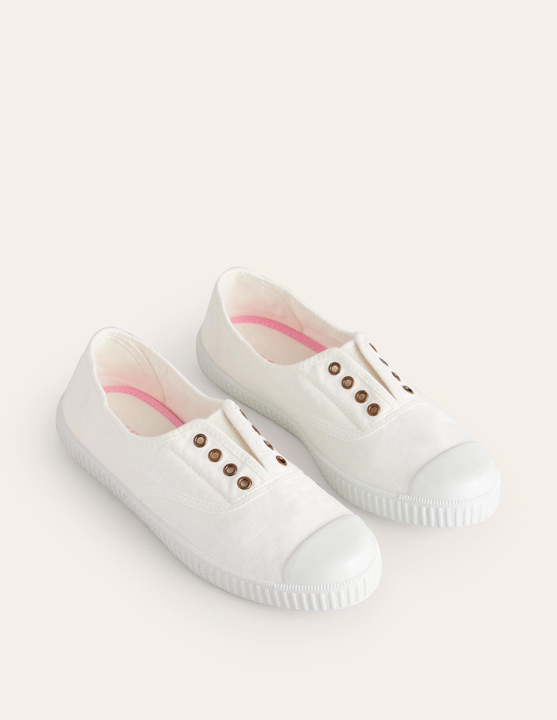 Laceless Canvas Plimsolls-Ivory-3