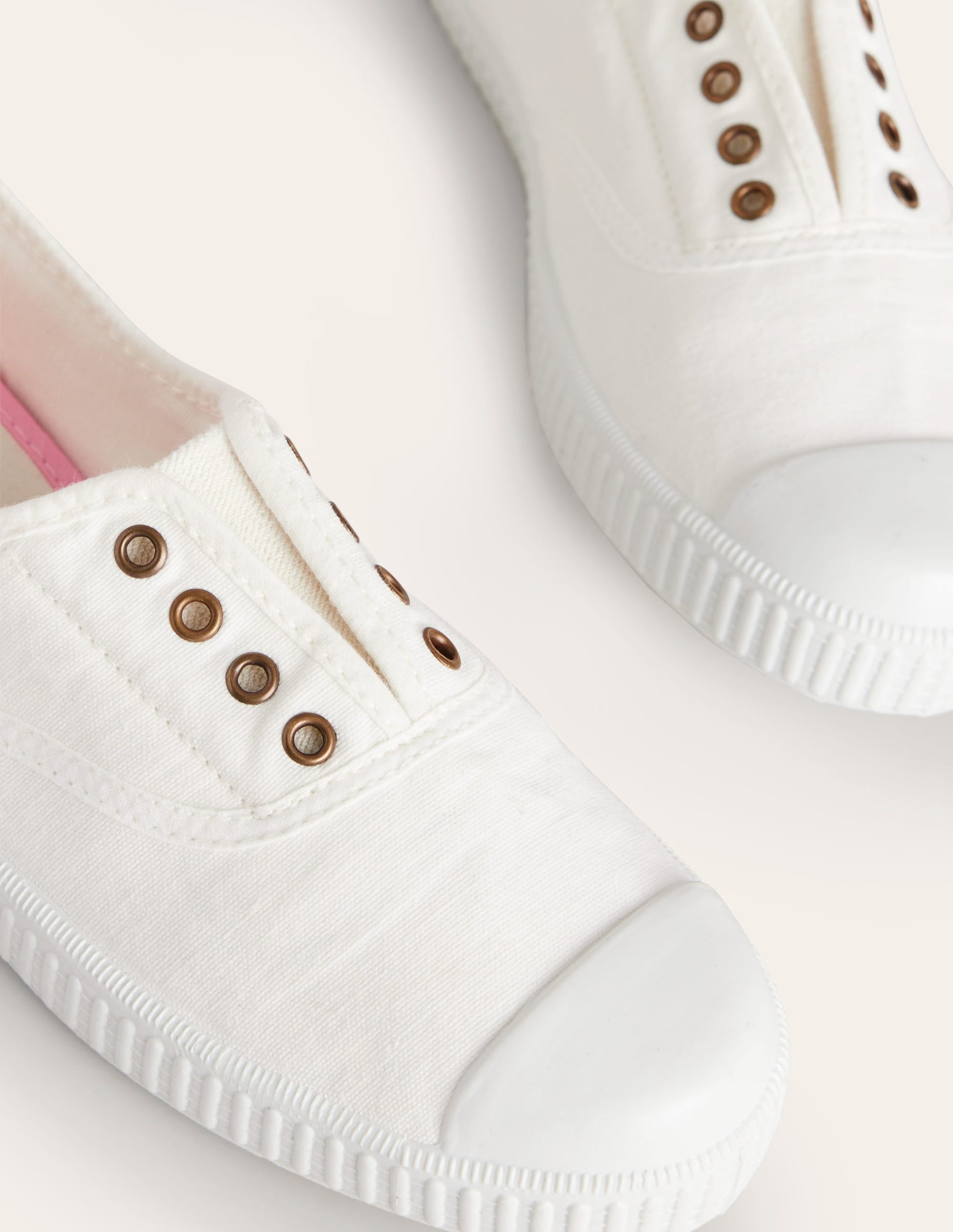 Laceless Canvas Plimsolls-Ivory-4