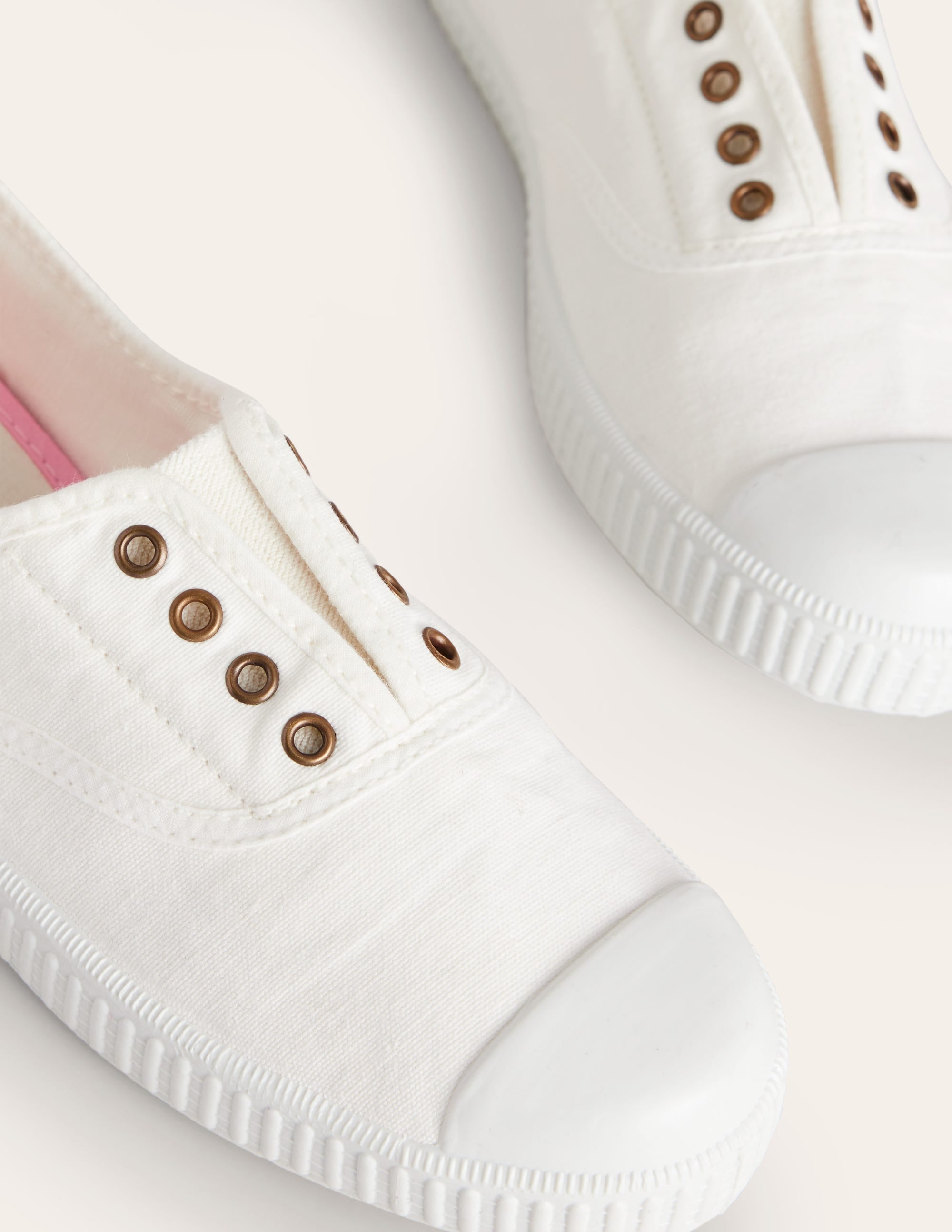 Laceless Canvas Plimsolls-Ivory - Image 4