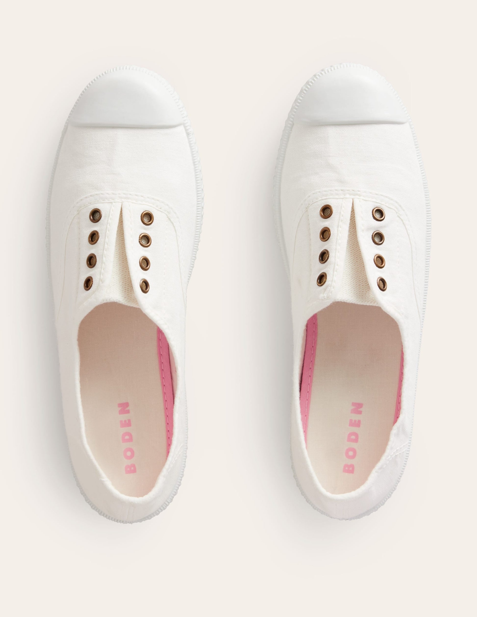 Laceless Canvas Plimsolls-Ivory-5