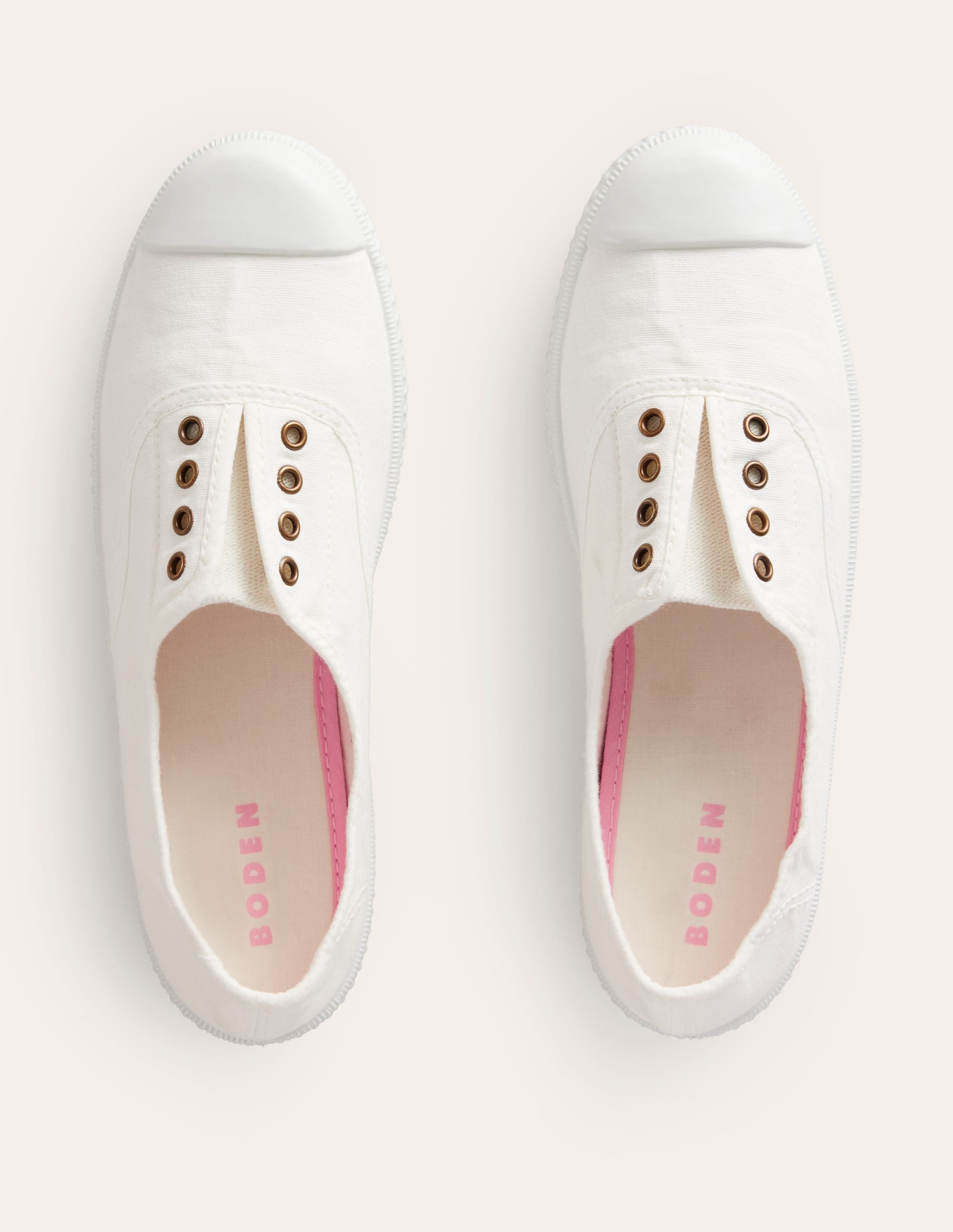 Laceless Canvas Plimsolls-Ivory - Image 5