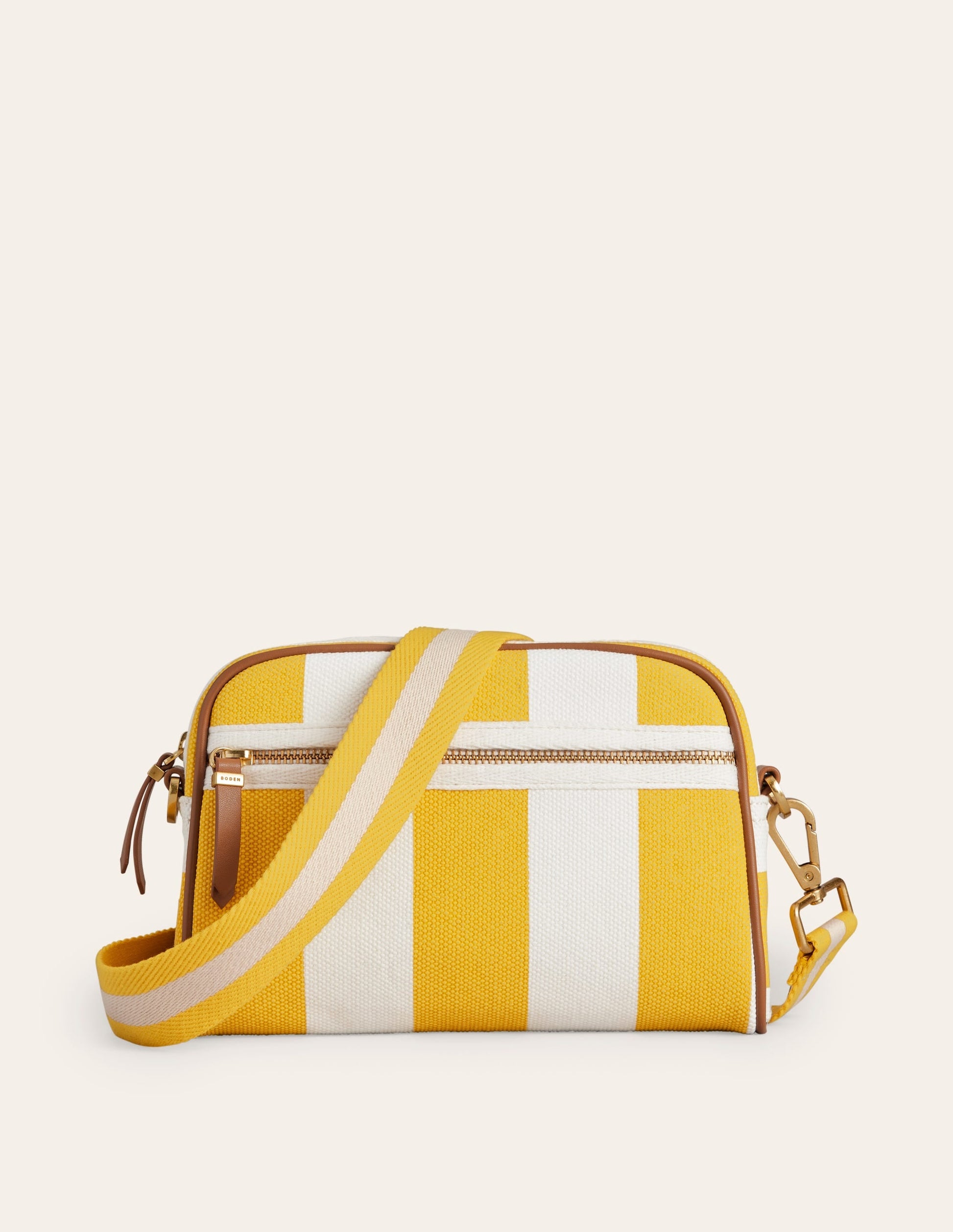 Canvas Cross-Body Bag-Yellow Stripe-2