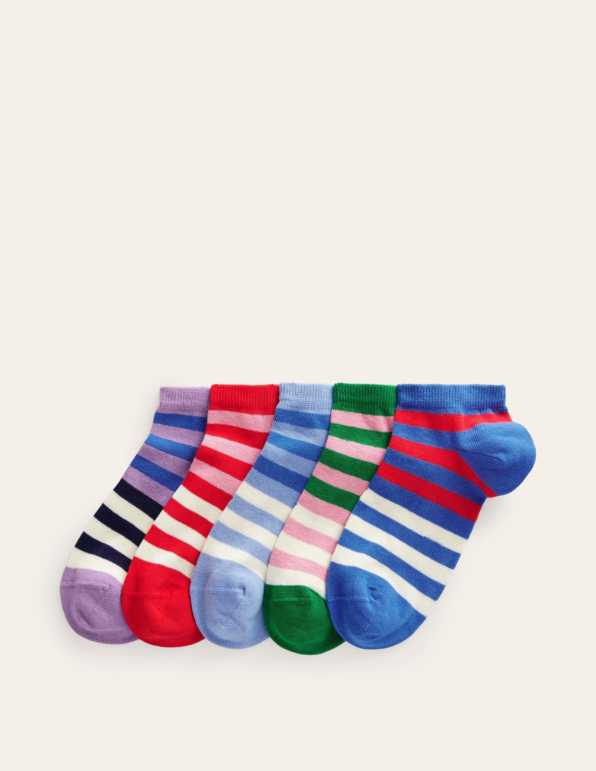 5 Pack Trainer Socks-Multi Colourblock Stripe-1