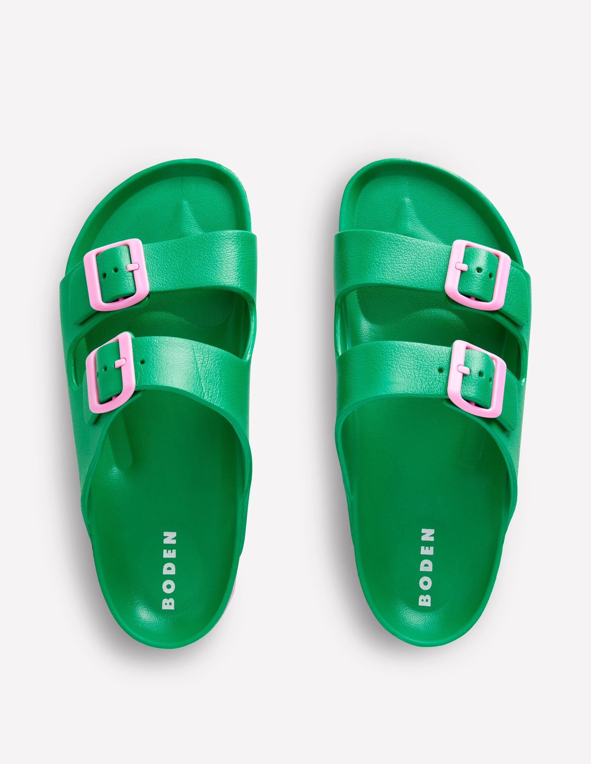 Lyla Double Buckle Slide-Rich Emerald/Soft Pink - Image 5