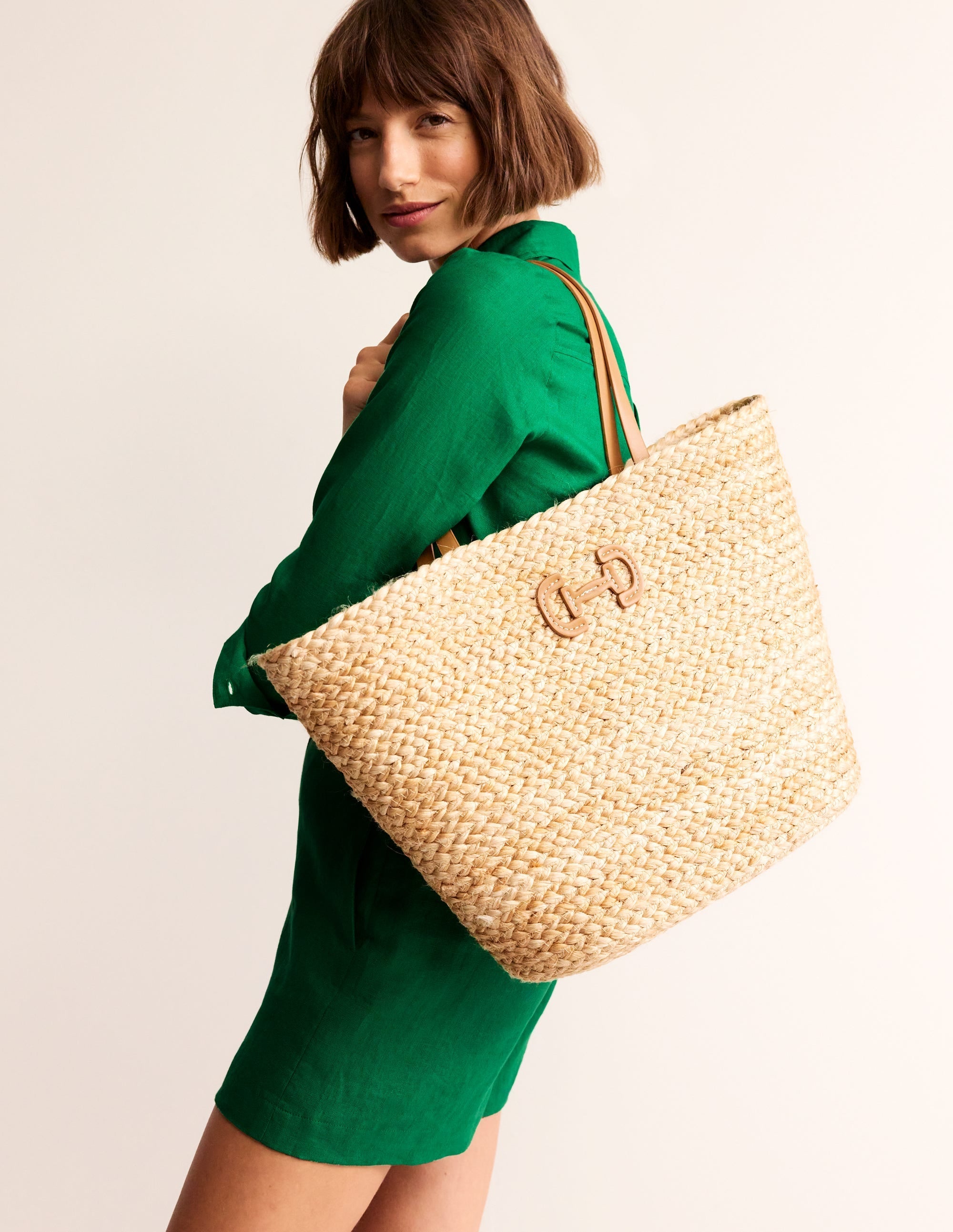 Woven Summer Basket Bag-Natural - Image 1