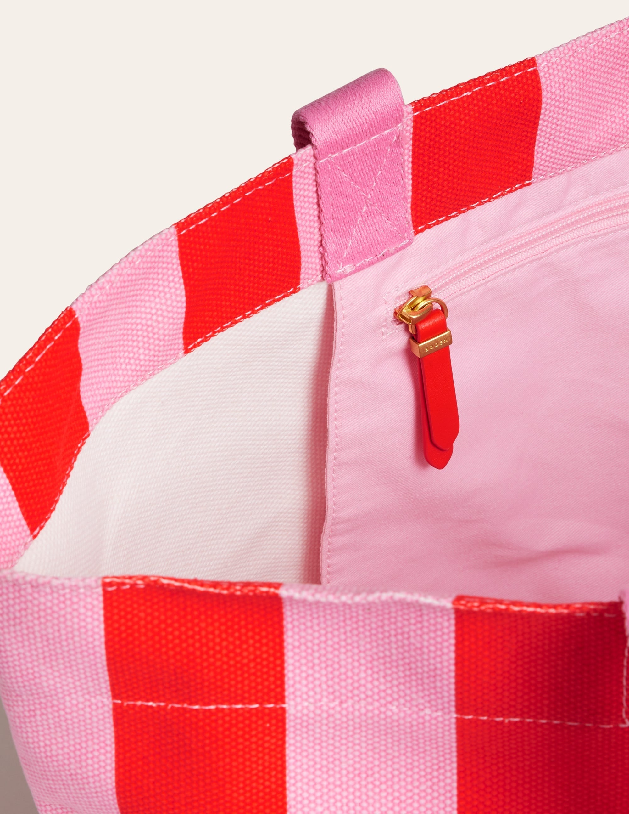 Relaxed Canvas Tote Bag-Pink Stripe - Image 4