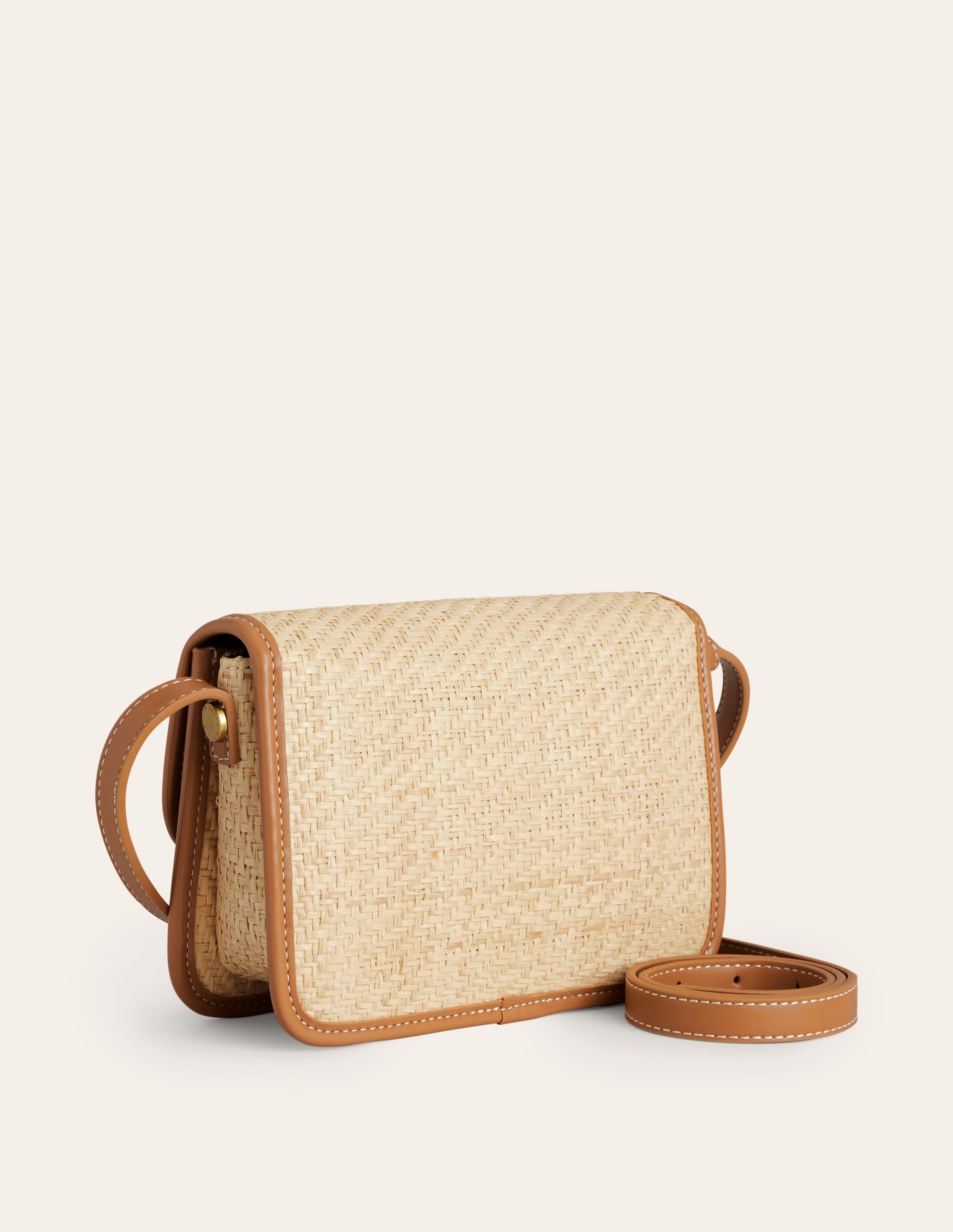 Raffia Snaffle Cross-Body Bag-Natural - Image 3