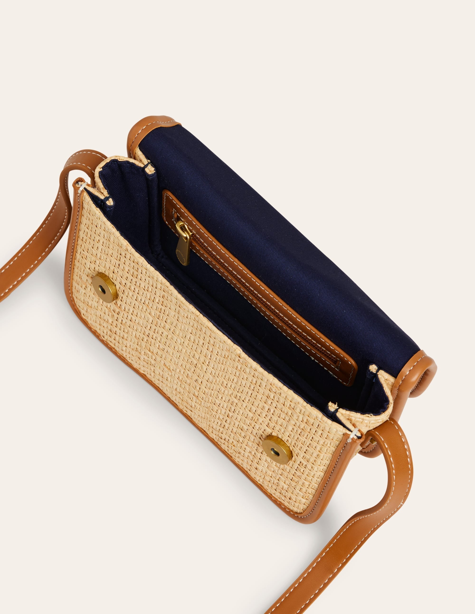 Raffia Snaffle Cross-Body Bag-Natural - Image 4