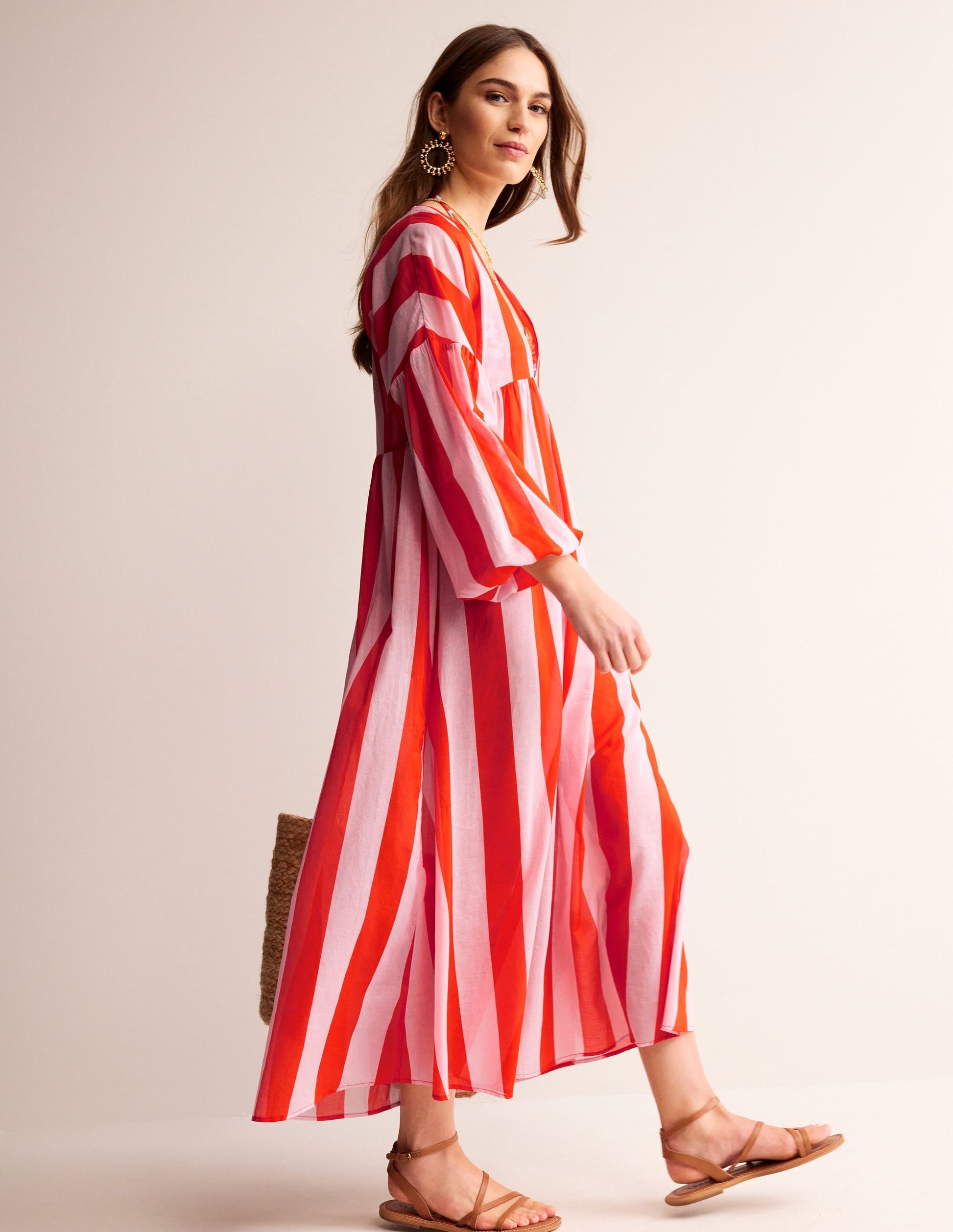 Sarah Maxi Kaftan Dress-Fiesta and Orchid-1