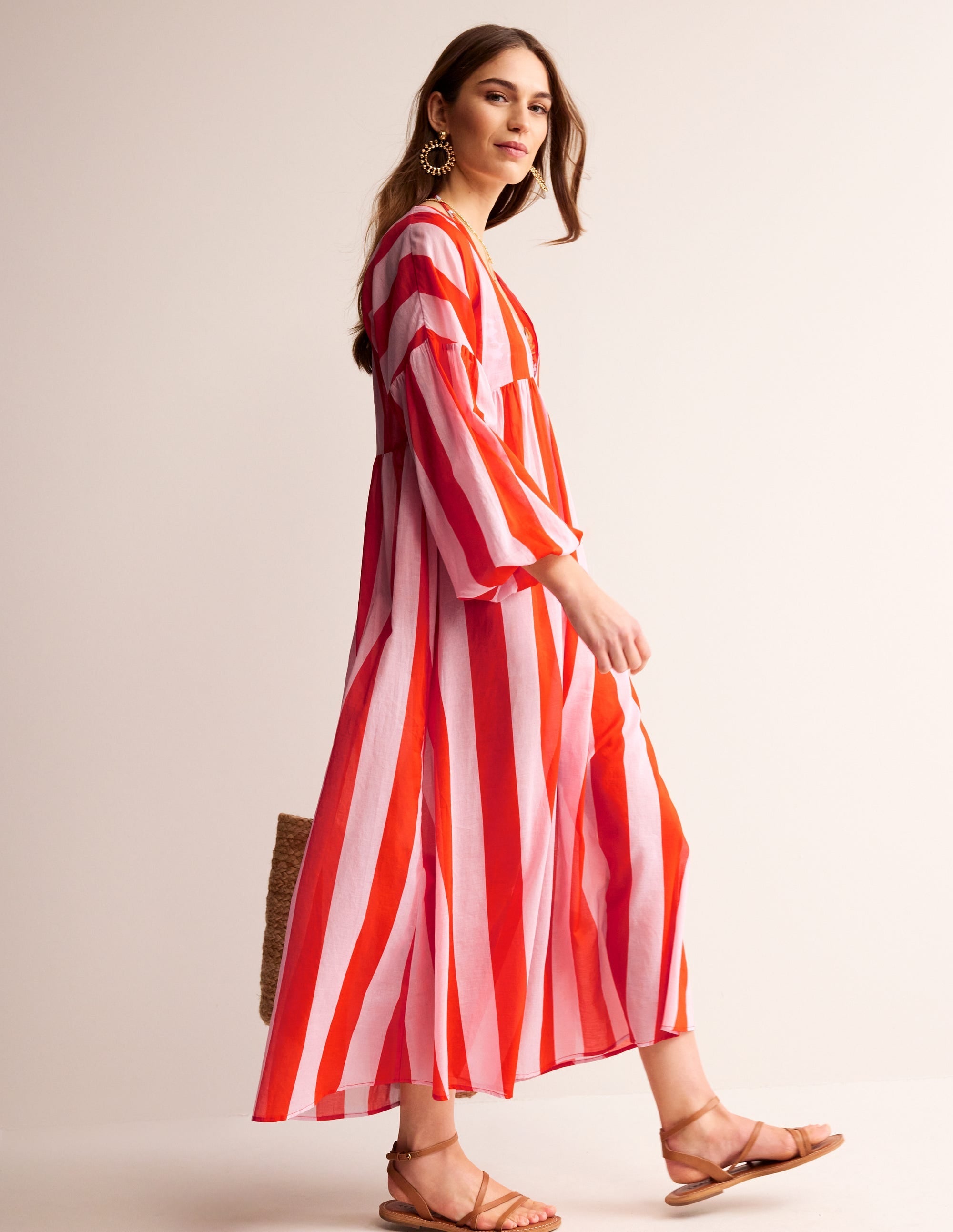 Sarah Maxi Kaftan Dress-Fiesta and Orchid - Image 1