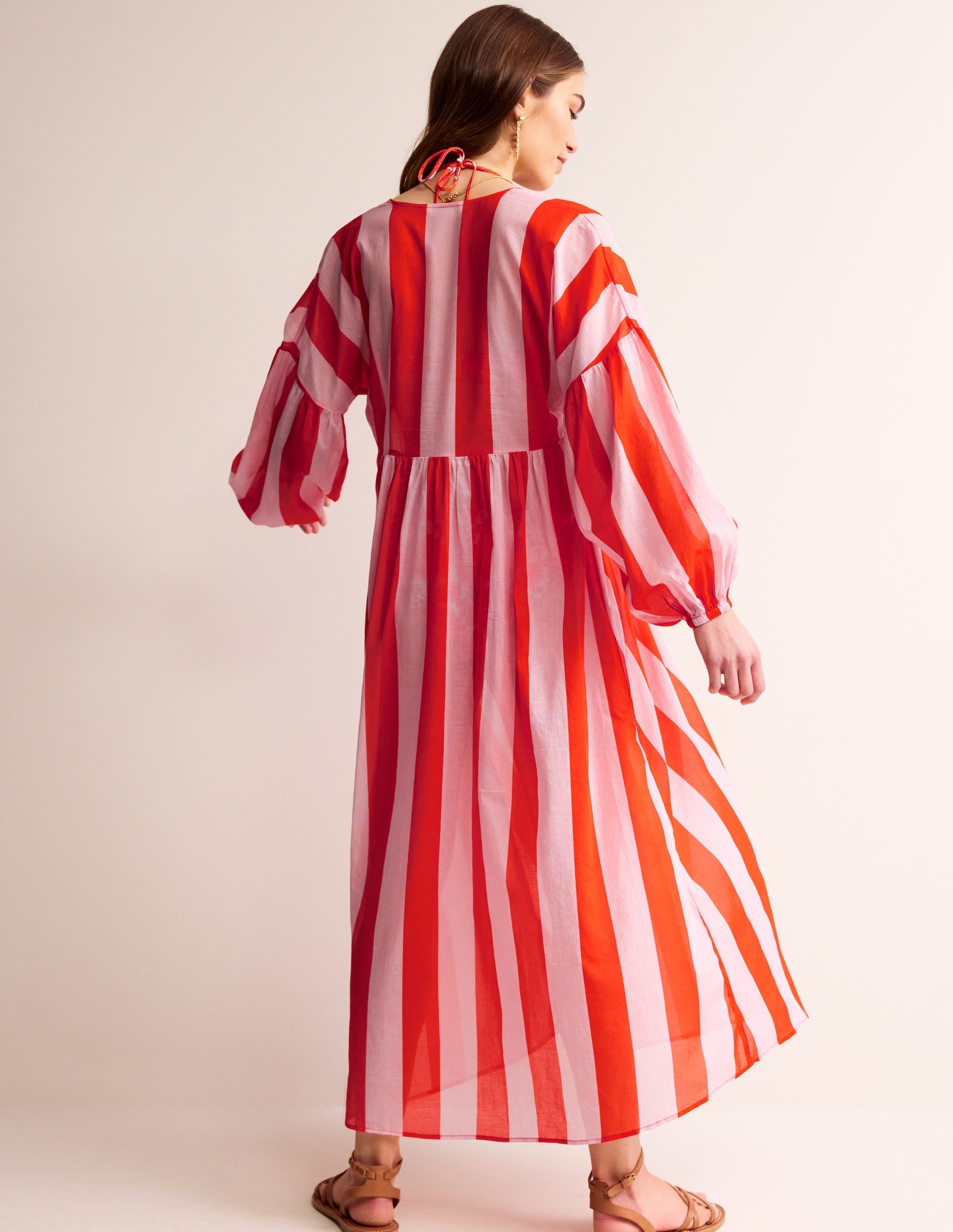 Sarah Maxi Kaftan Dress-Fiesta and Orchid - Image 3