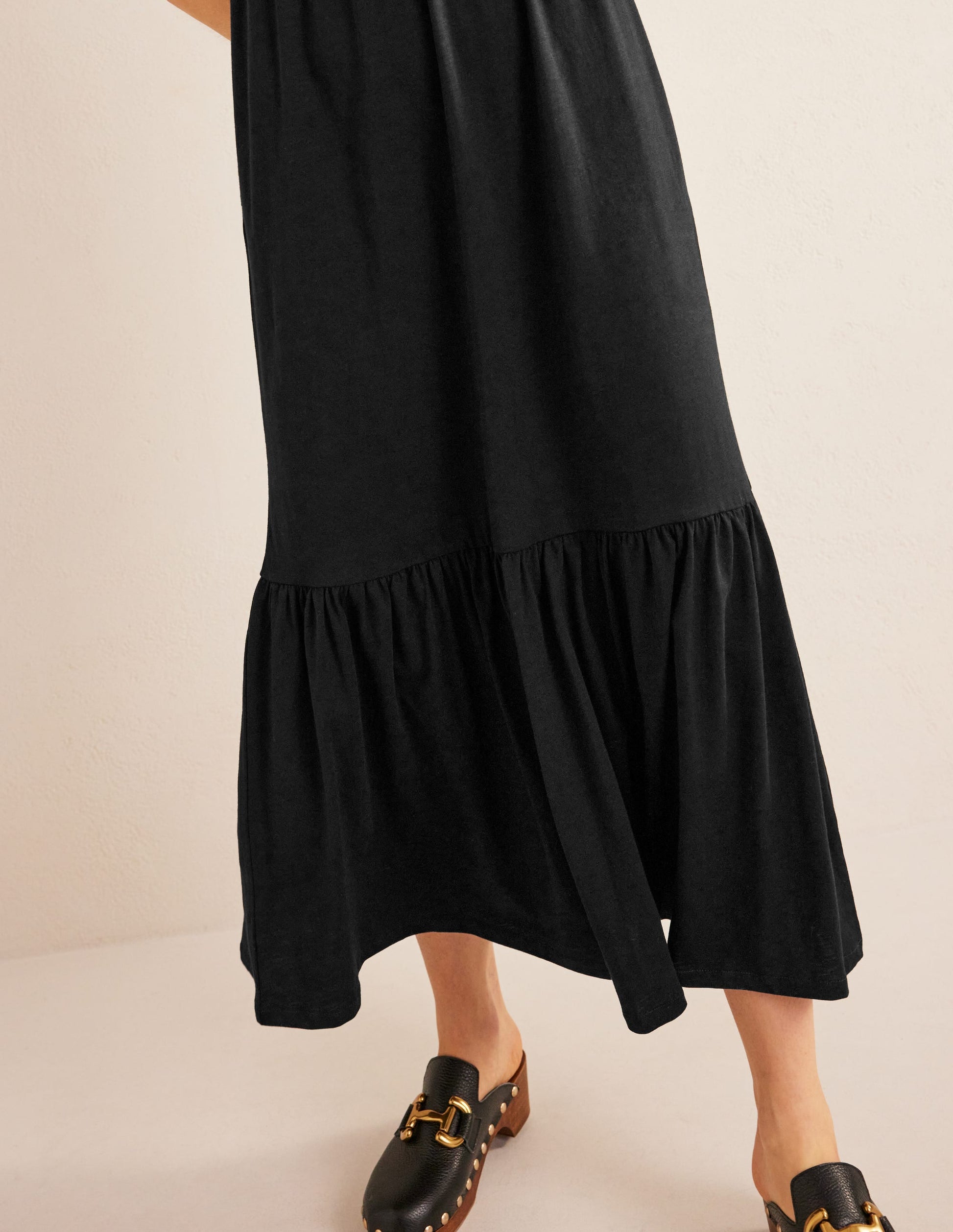 Emma Tiered Jersey Midi Dress-Black-2