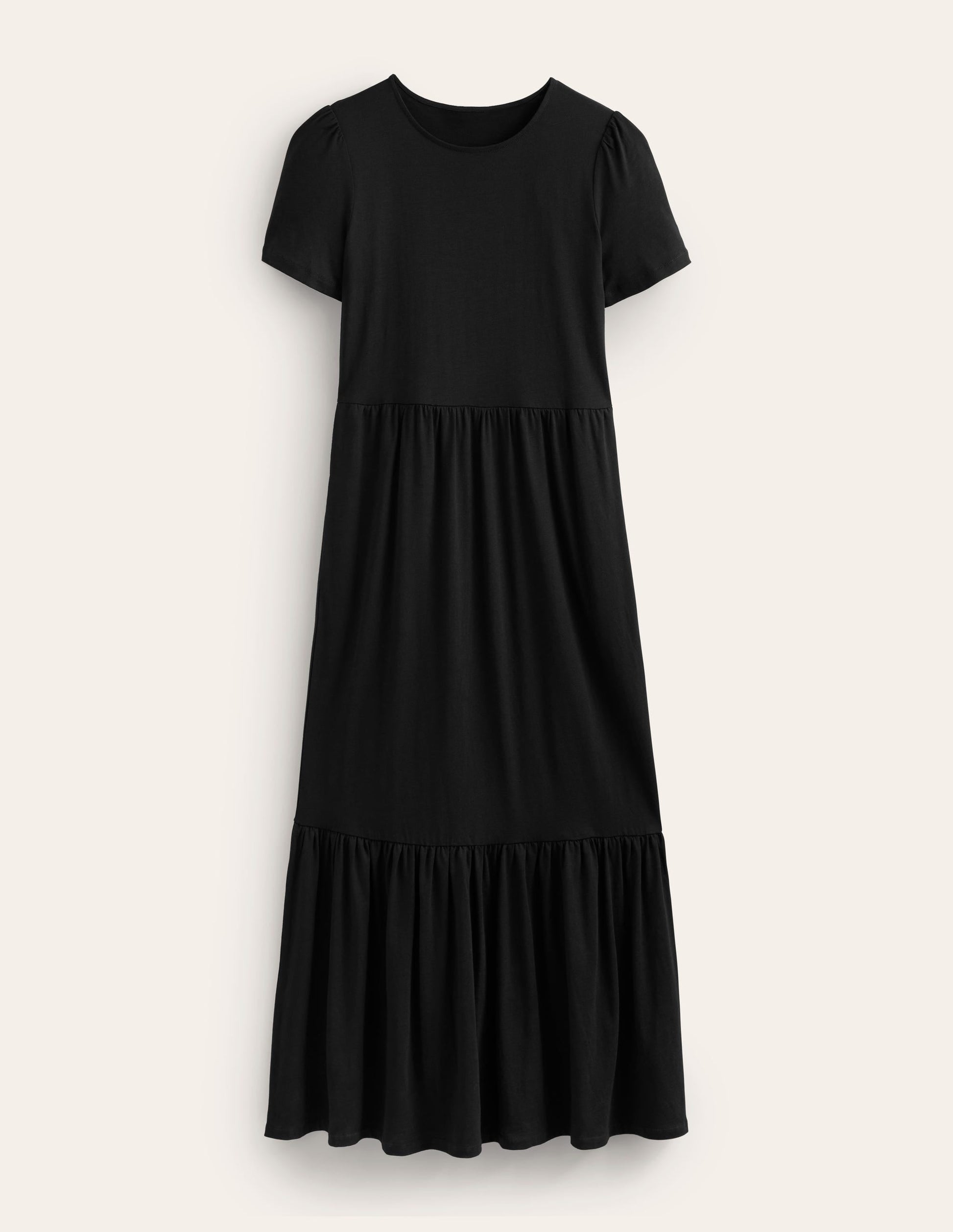 Emma Tiered Jersey Midi Dress-Black-5