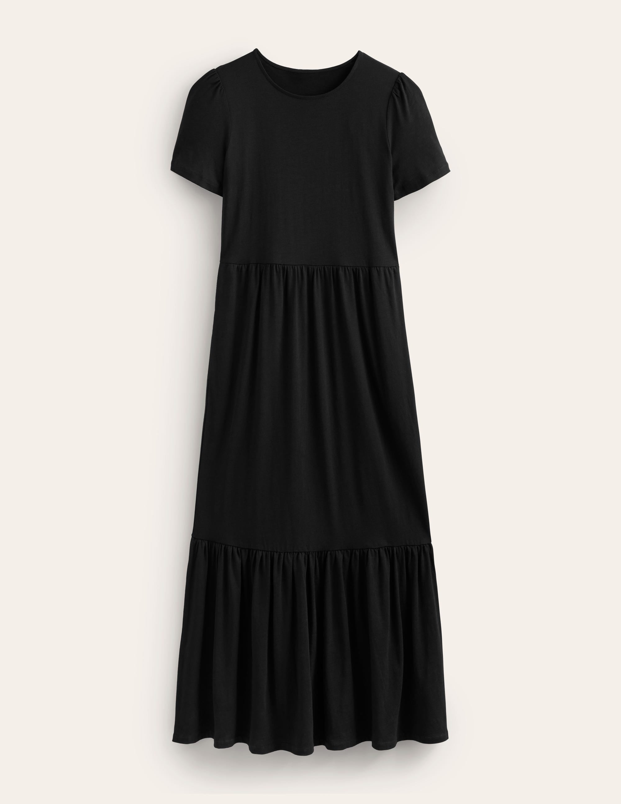 Emma Tiered Jersey Midi Dress-Black - Image 5