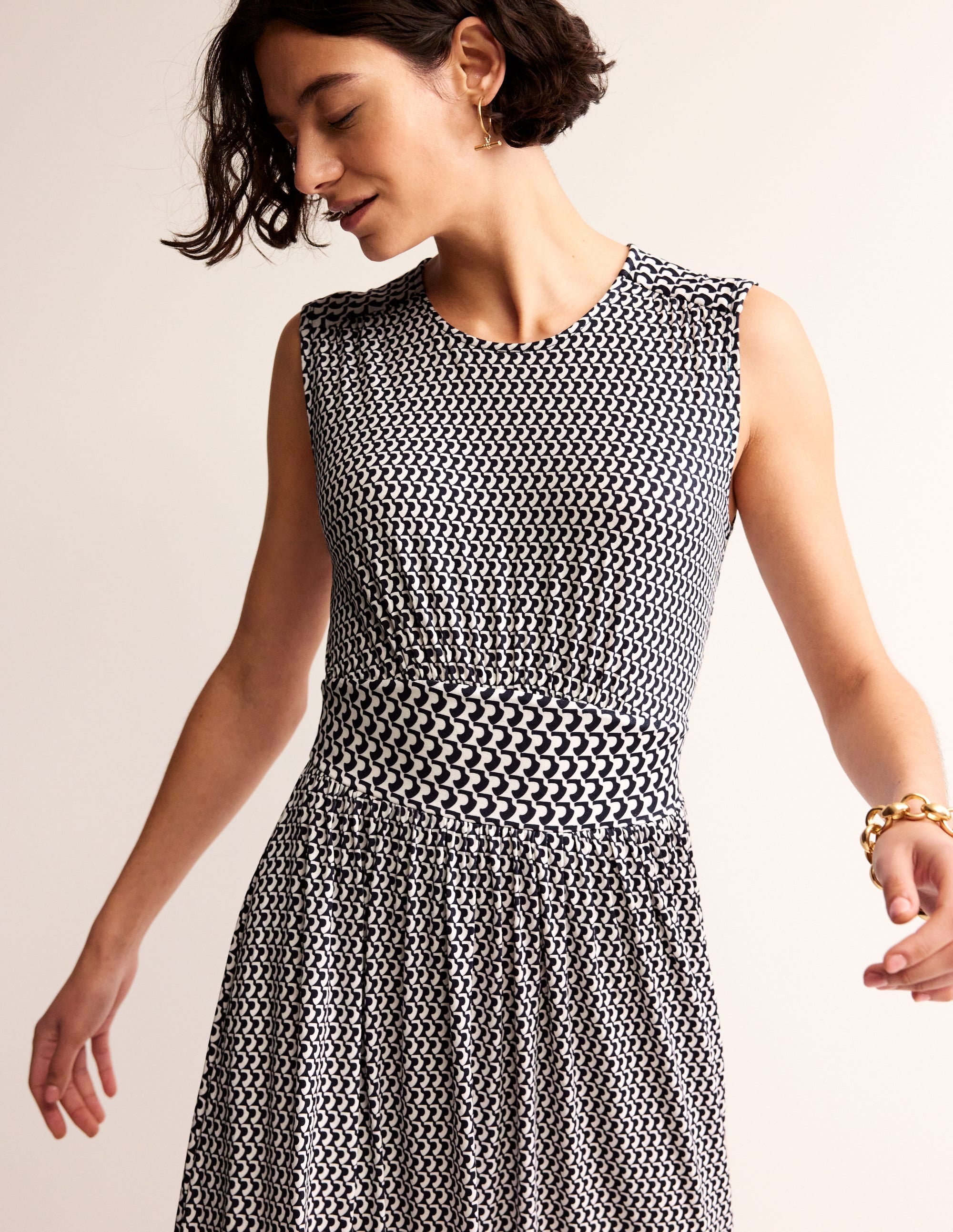 Thea Sleeveless Midi Dress-French Navy, Arc Geo - Image 2