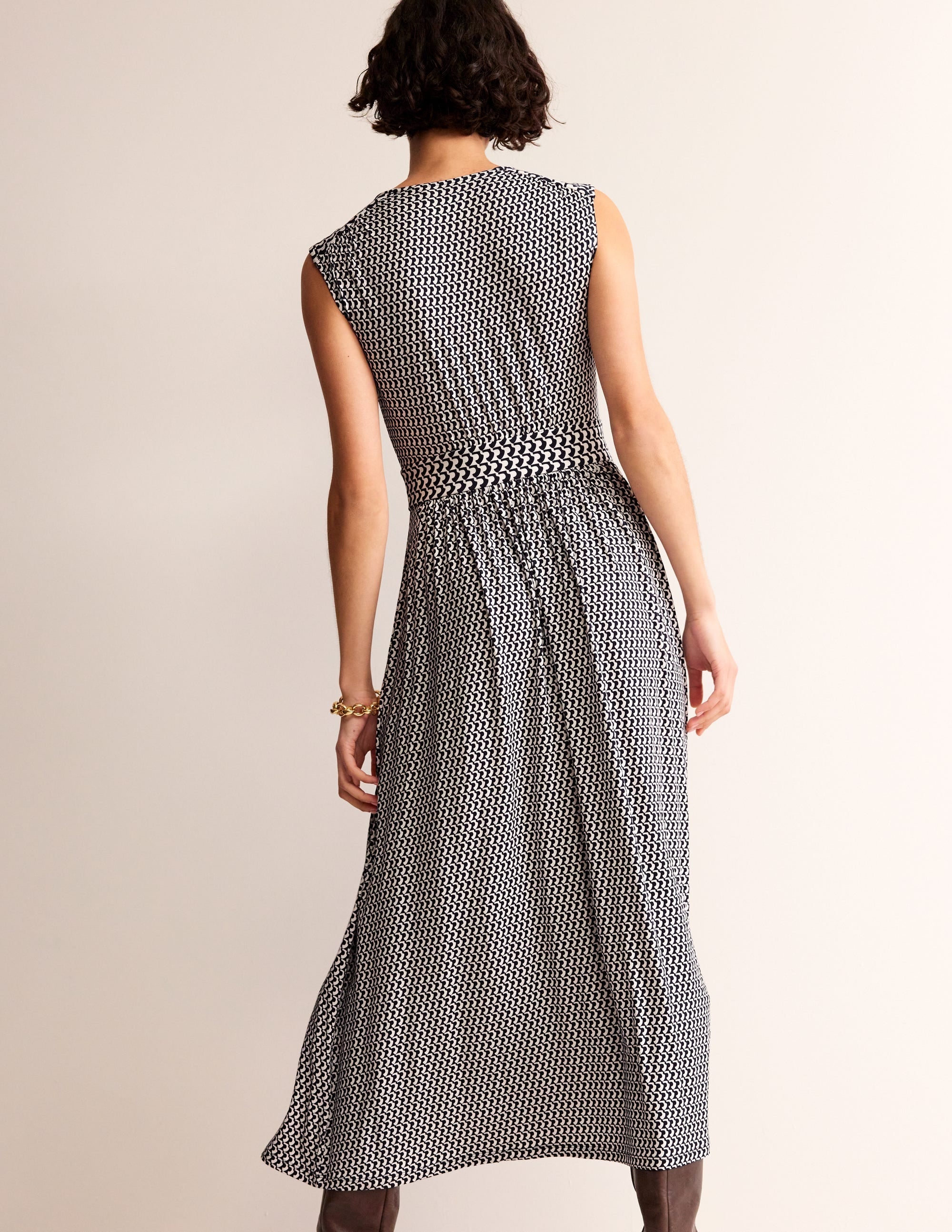 Thea Sleeveless Midi Dress-French Navy, Arc Geo - Image 3