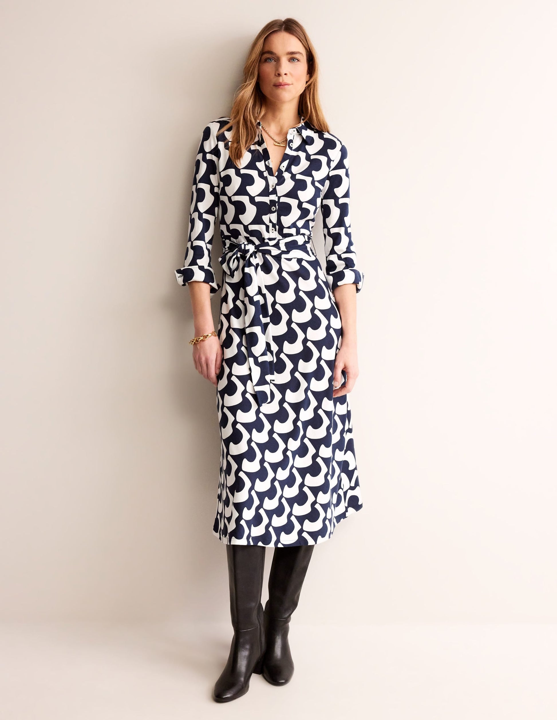 Laura Jersey Midi Shress-French Navy, Arc Geo-4