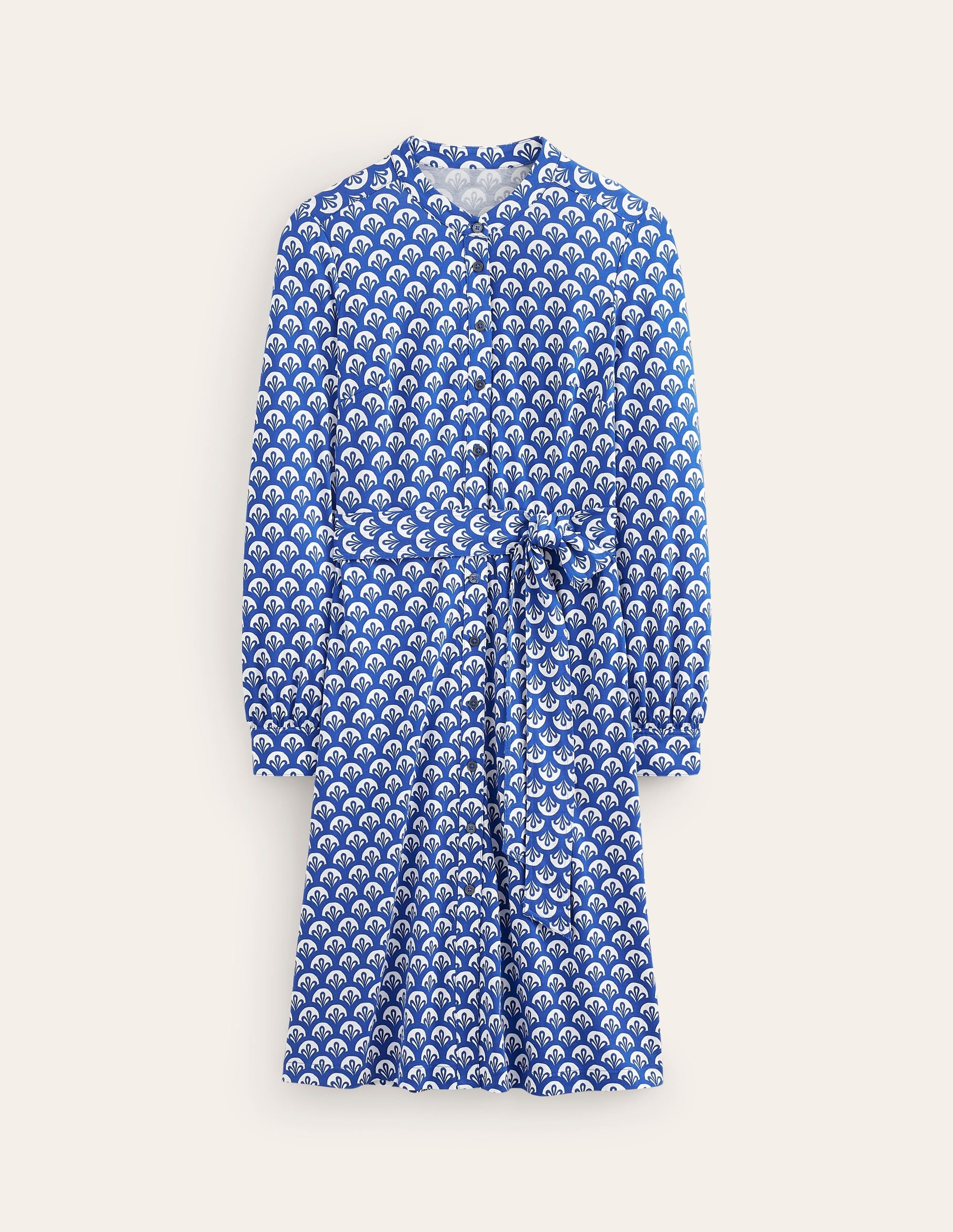 Julia Jersey Shirt Dress-Surf The Web, Foliage Geo - Image 5