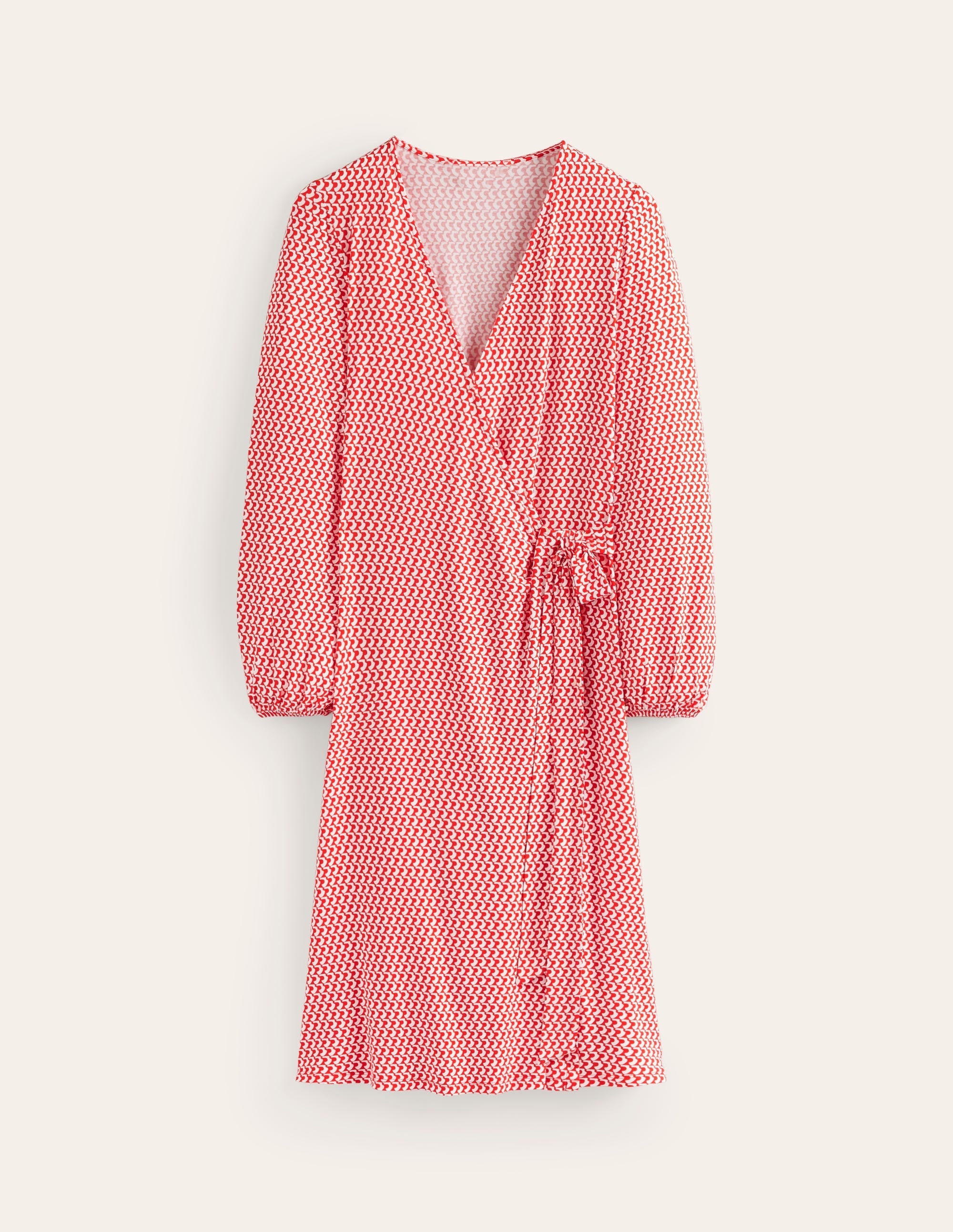 Joanna Jersey Midi Wrap Dress-Flame Scarlet, Arc Geo - Image 6