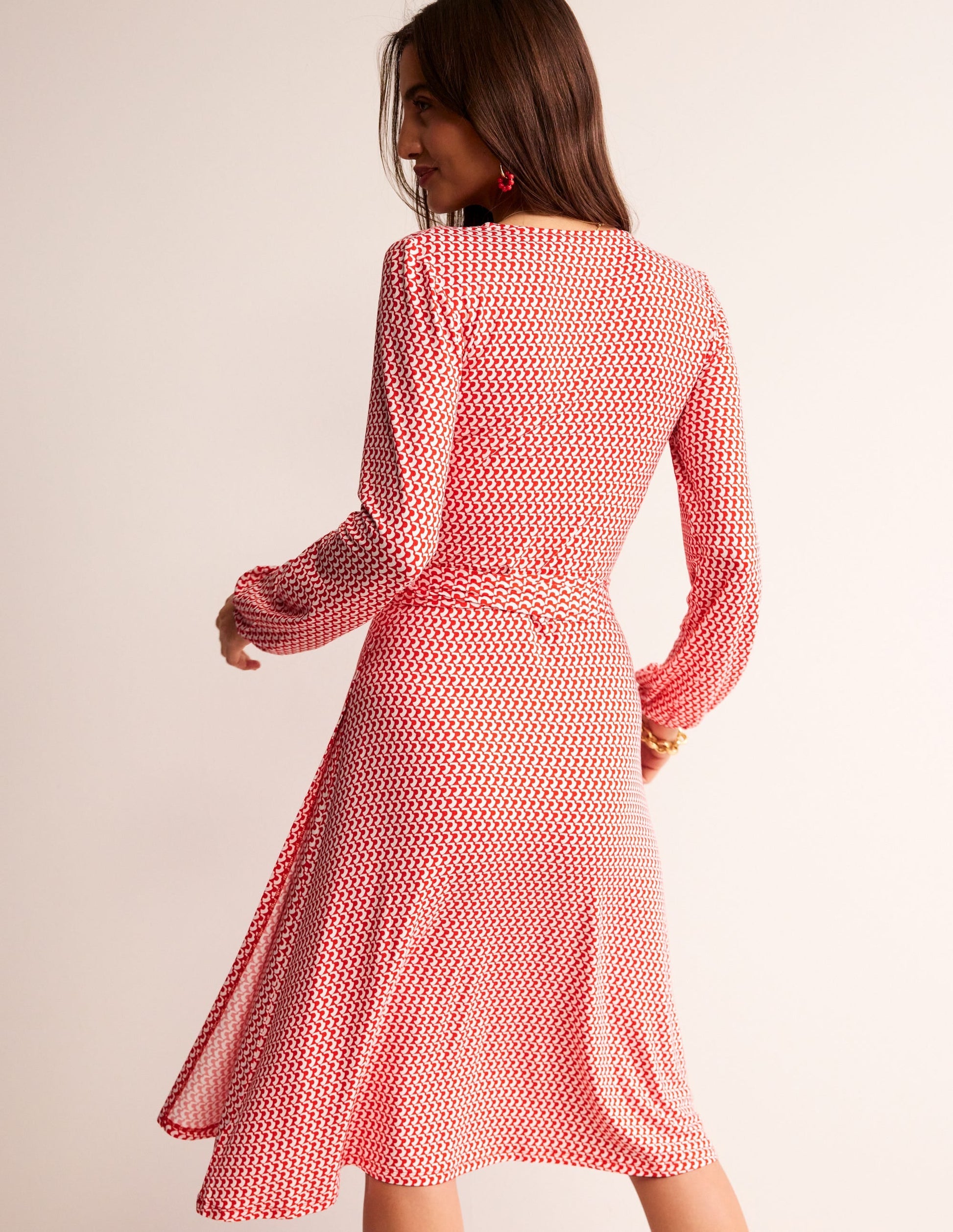 Joanna Jersey Midi Wrap Dress-Flame Scarlet, Arc Geo-3