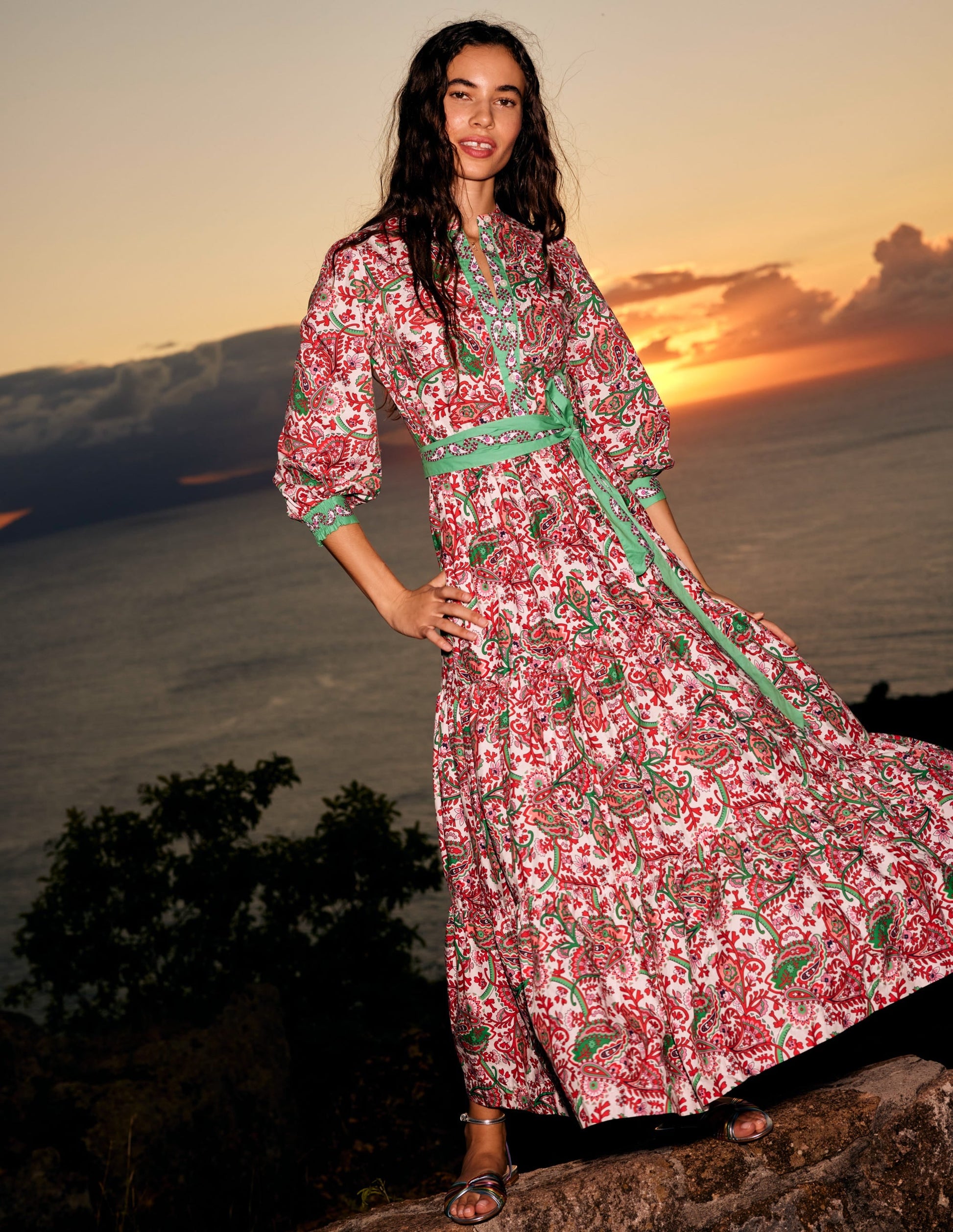 Alba Tiered Cotton Maxi Dress-Multi, Fantastical-7