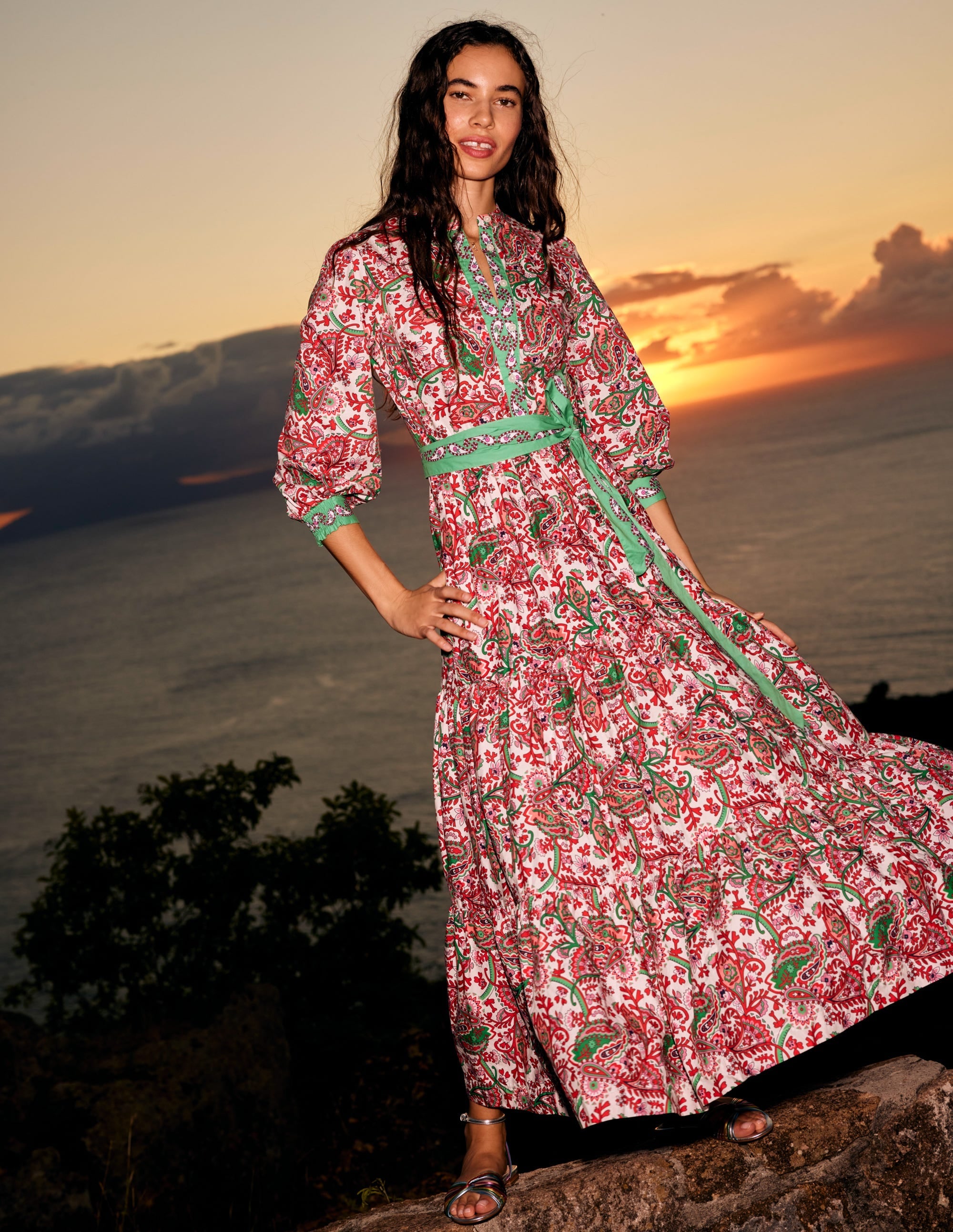 Alba Tiered Cotton Maxi Dress-Multi, Fantastical - Image 7