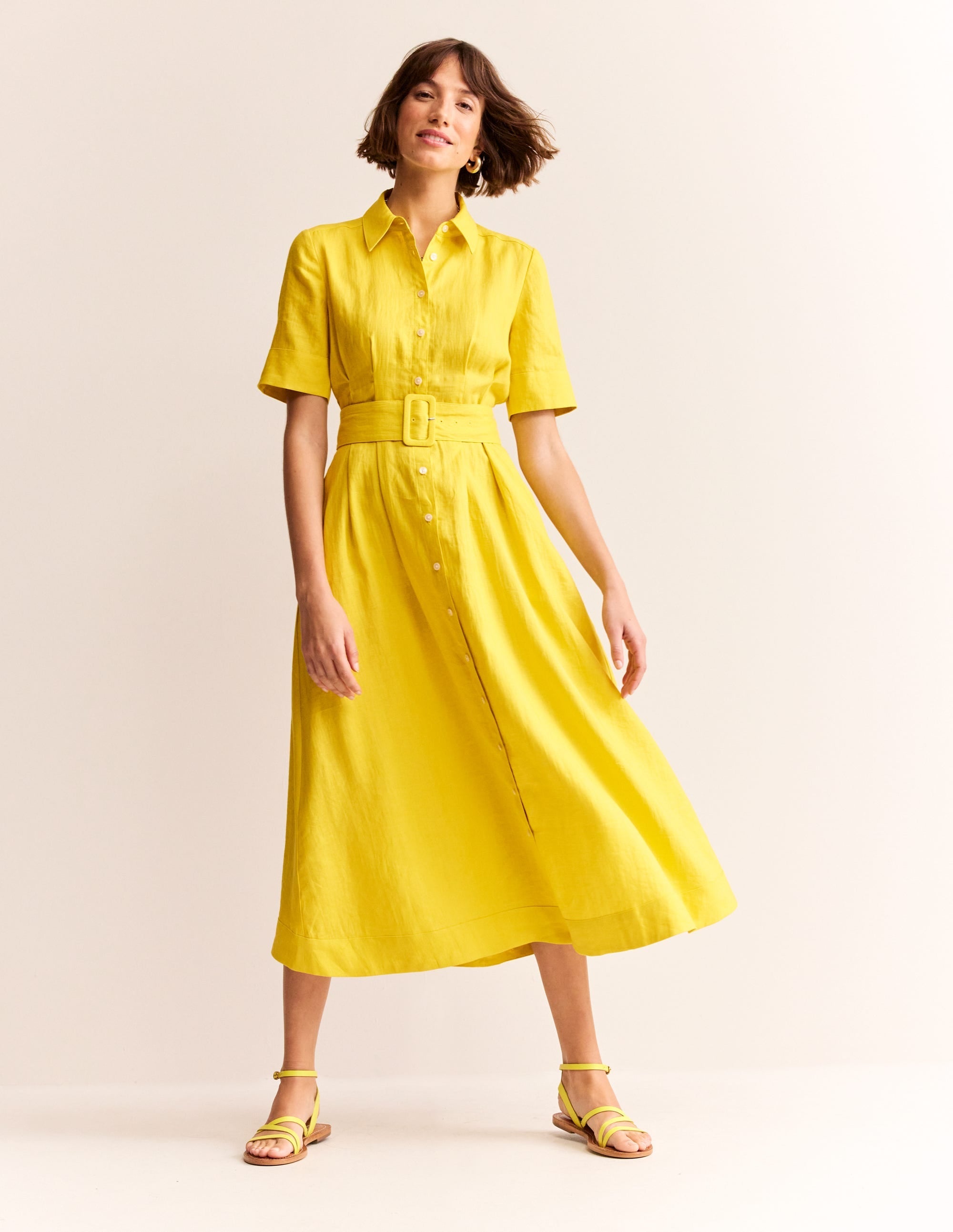 Louise Linen Midi Shirt Dress-Passion Fruit - Image 1