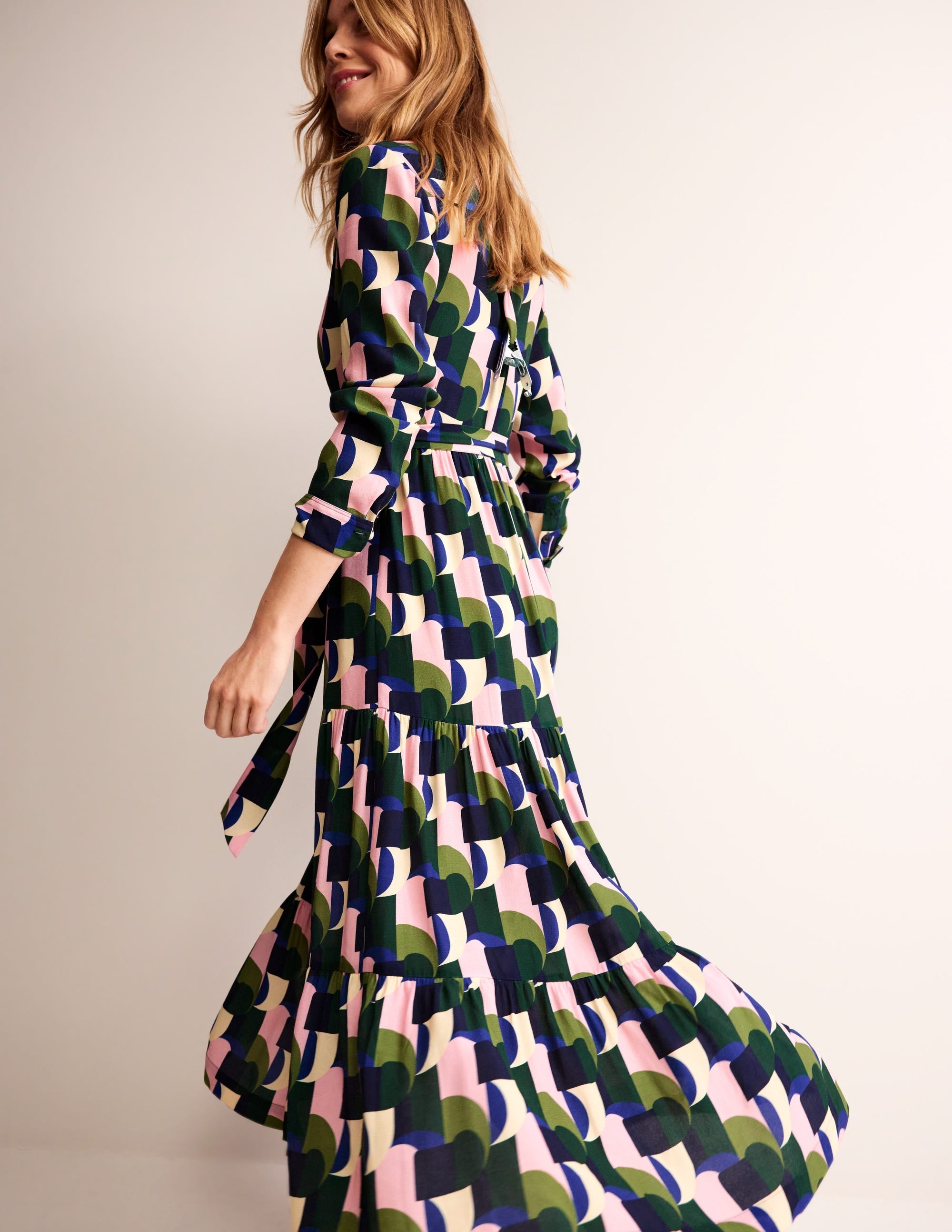 Flo Midi Shirt Dress-Botanic Garden, Geometric - Image 3