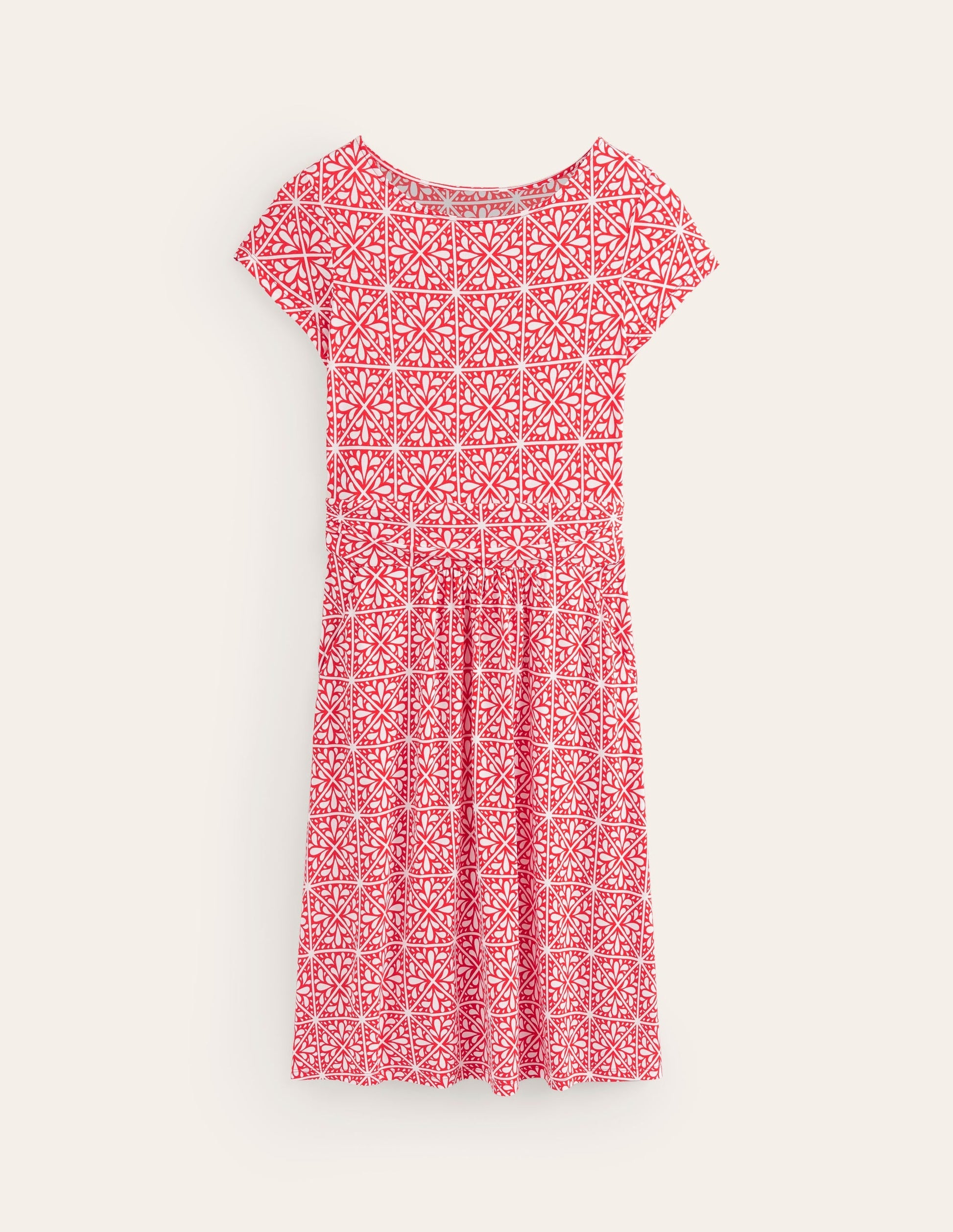 Amelie Jersey Dress-Flame Scarlet, Floral Mosaic-6