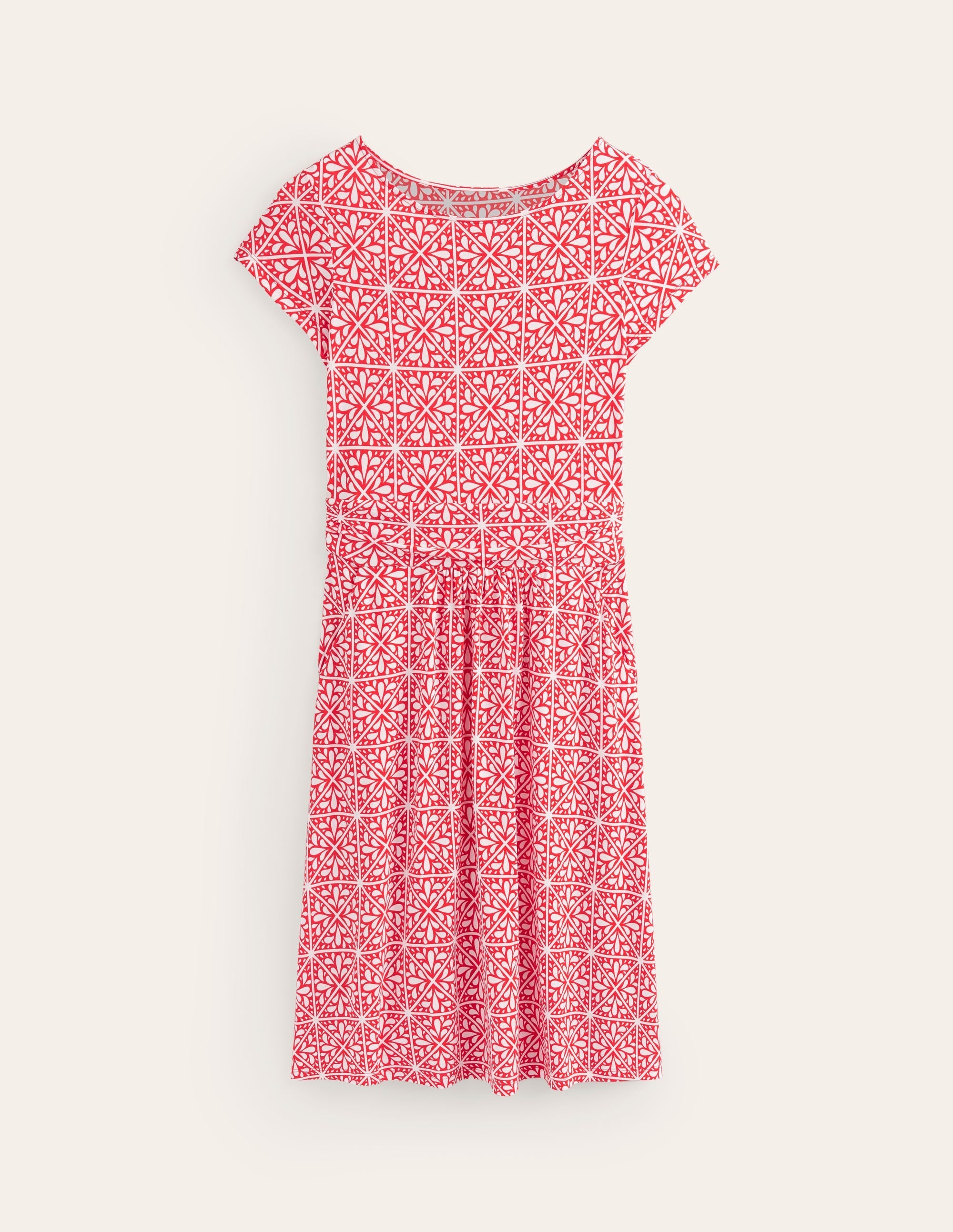 Amelie Jersey Dress-Flame Scarlet, Floral Mosaic - Image 6