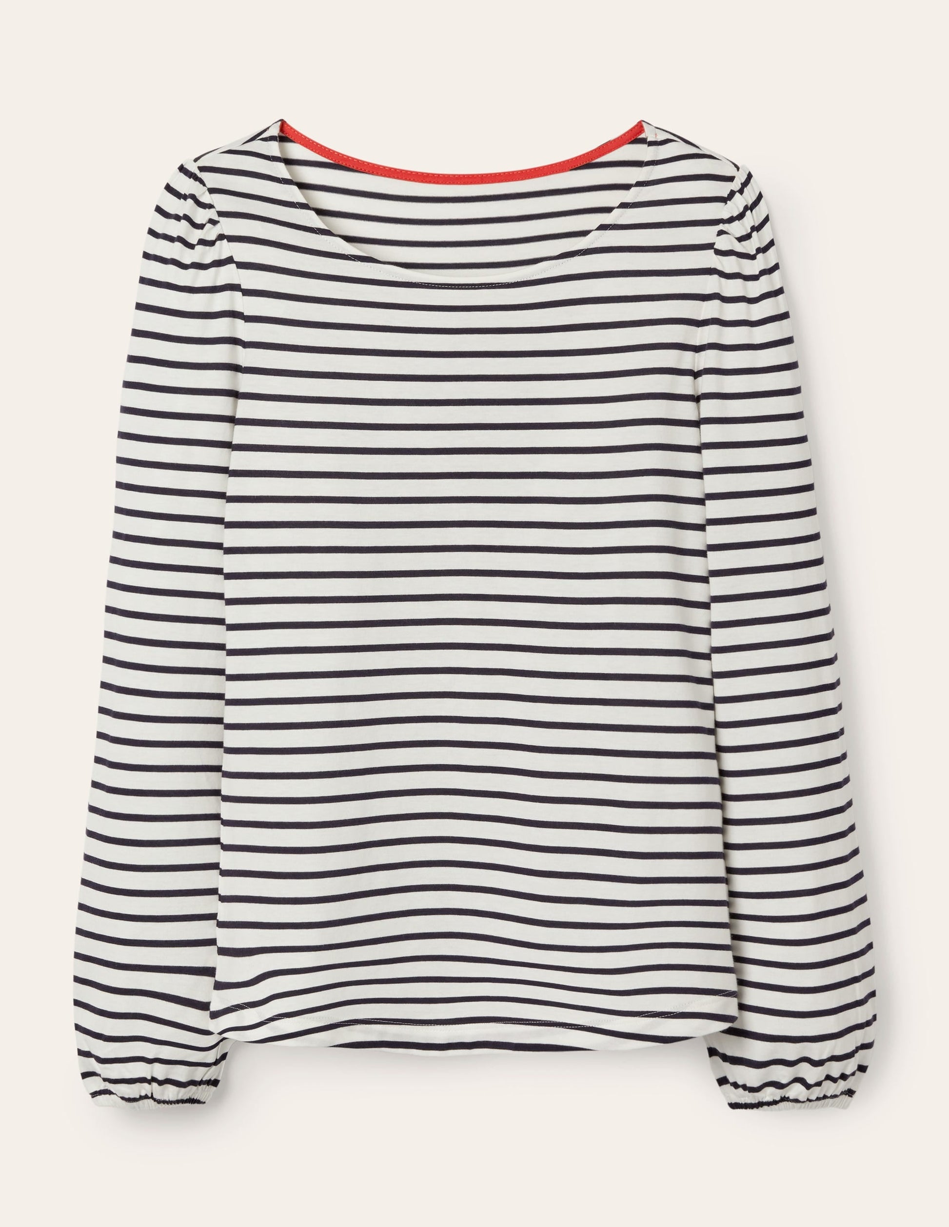 Supersoft Long Sleeve Top-Ivory, Navy-5