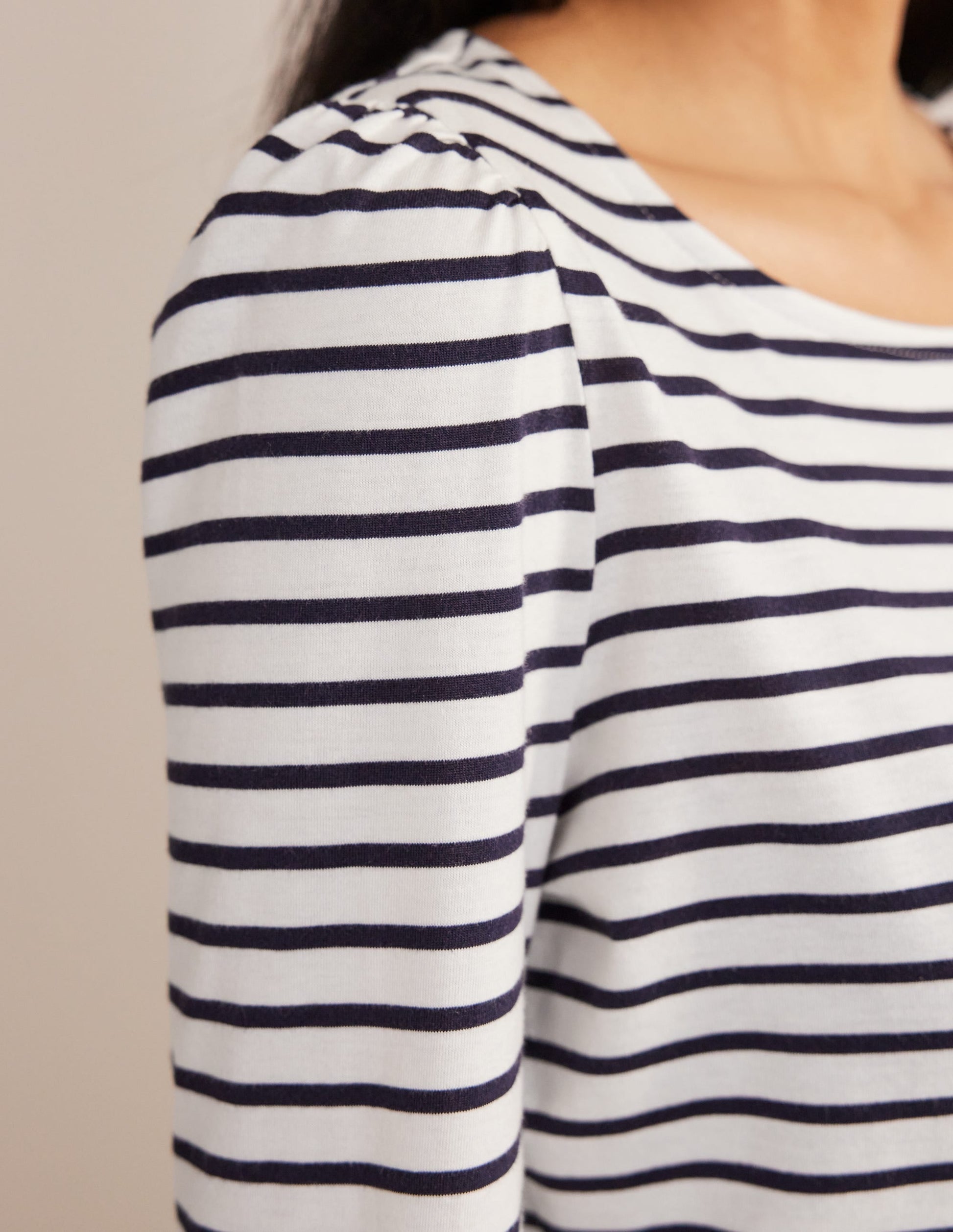 Supersoft Long Sleeve Top-Ivory, Navy-2